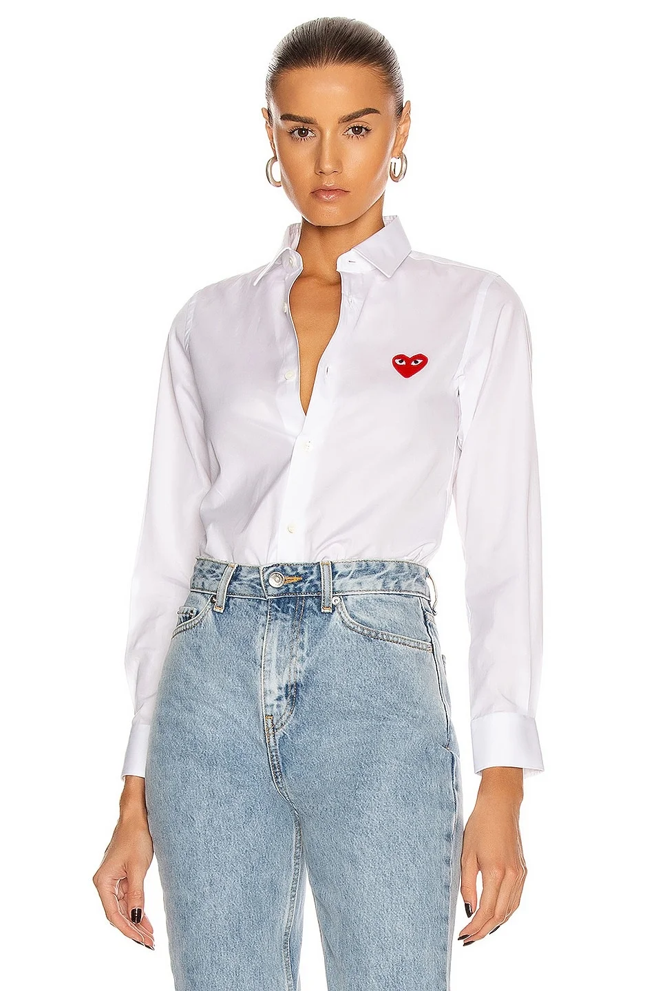 Cotton Button Down with Red Emblem - 1