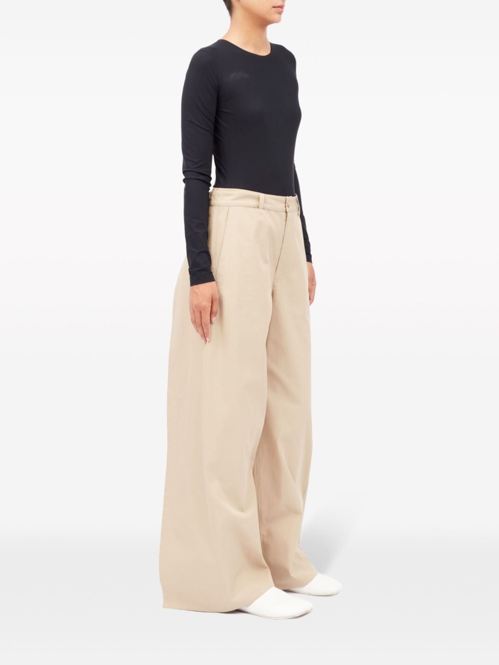 wide-leg gabardine trousers - 3