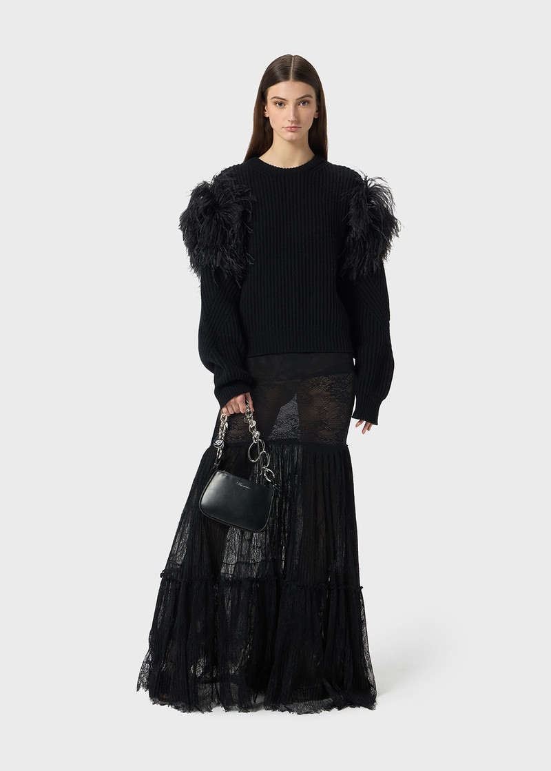 Blumarine LONG SKIRT IN LACE AND TULLE outlook