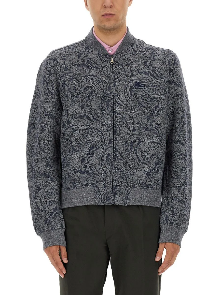 Etro Jacquard Bomber Jacket With Logo - 1