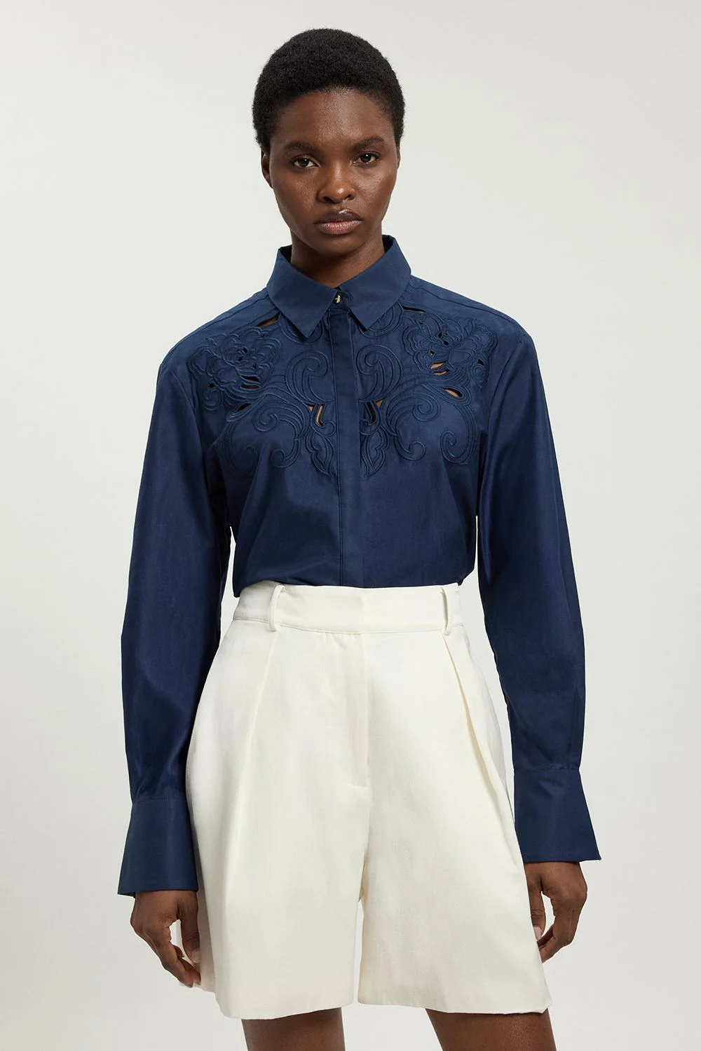 Cotton Poplin Cutwork Shirt - 1