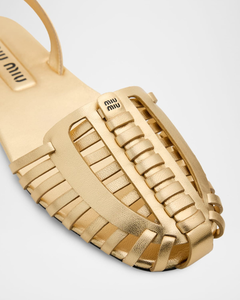 Huarache Metallic Leather Slingback Flats 5