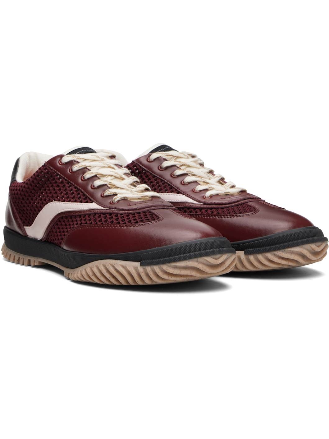 Burgundy S-Wave Sport Mesh Paneled Sneakers - 4