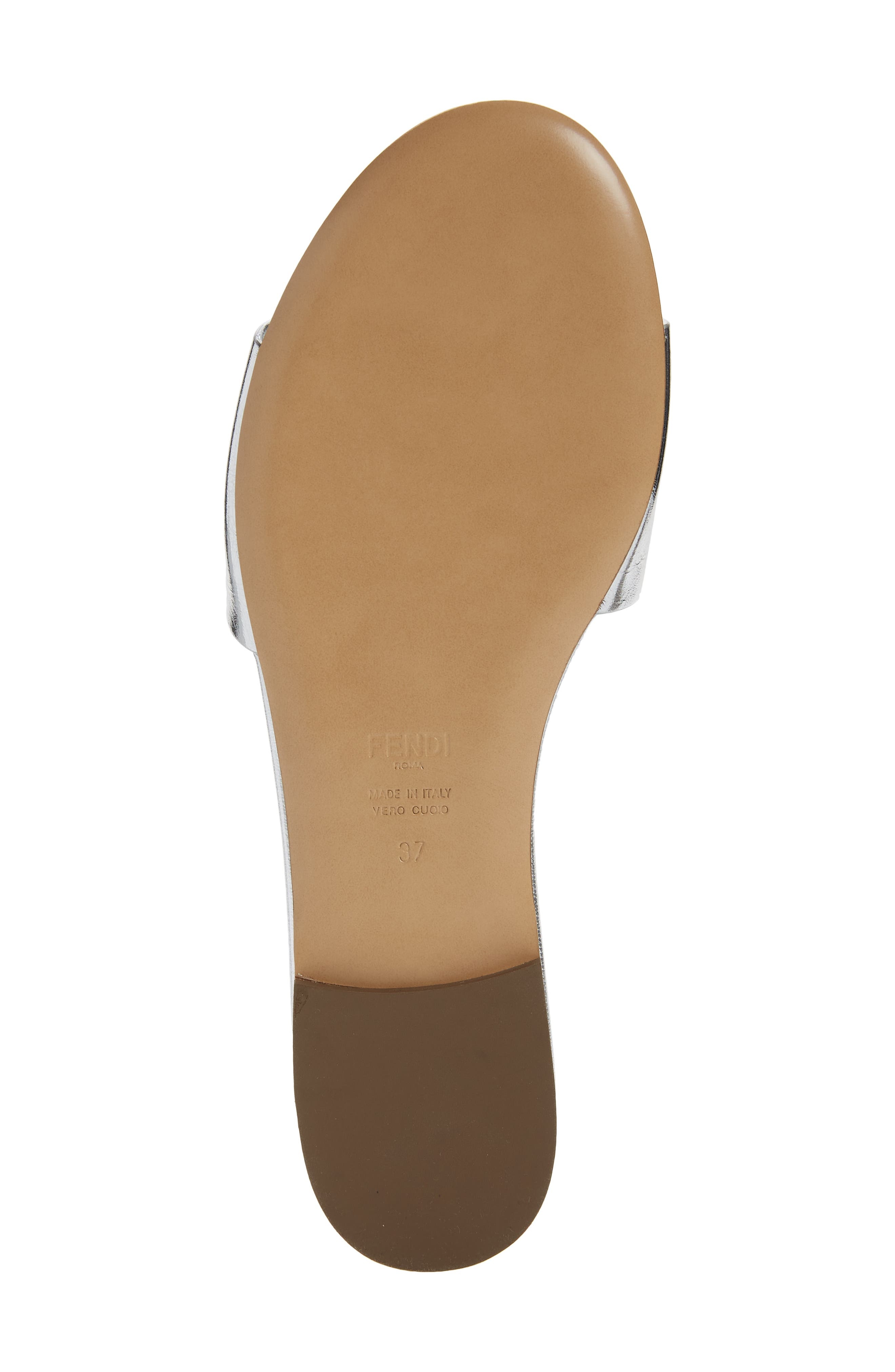 Fendi Baguette Metallic Slide Sandal in F0Ge7 Argento/argento at Nordstrom - 6
