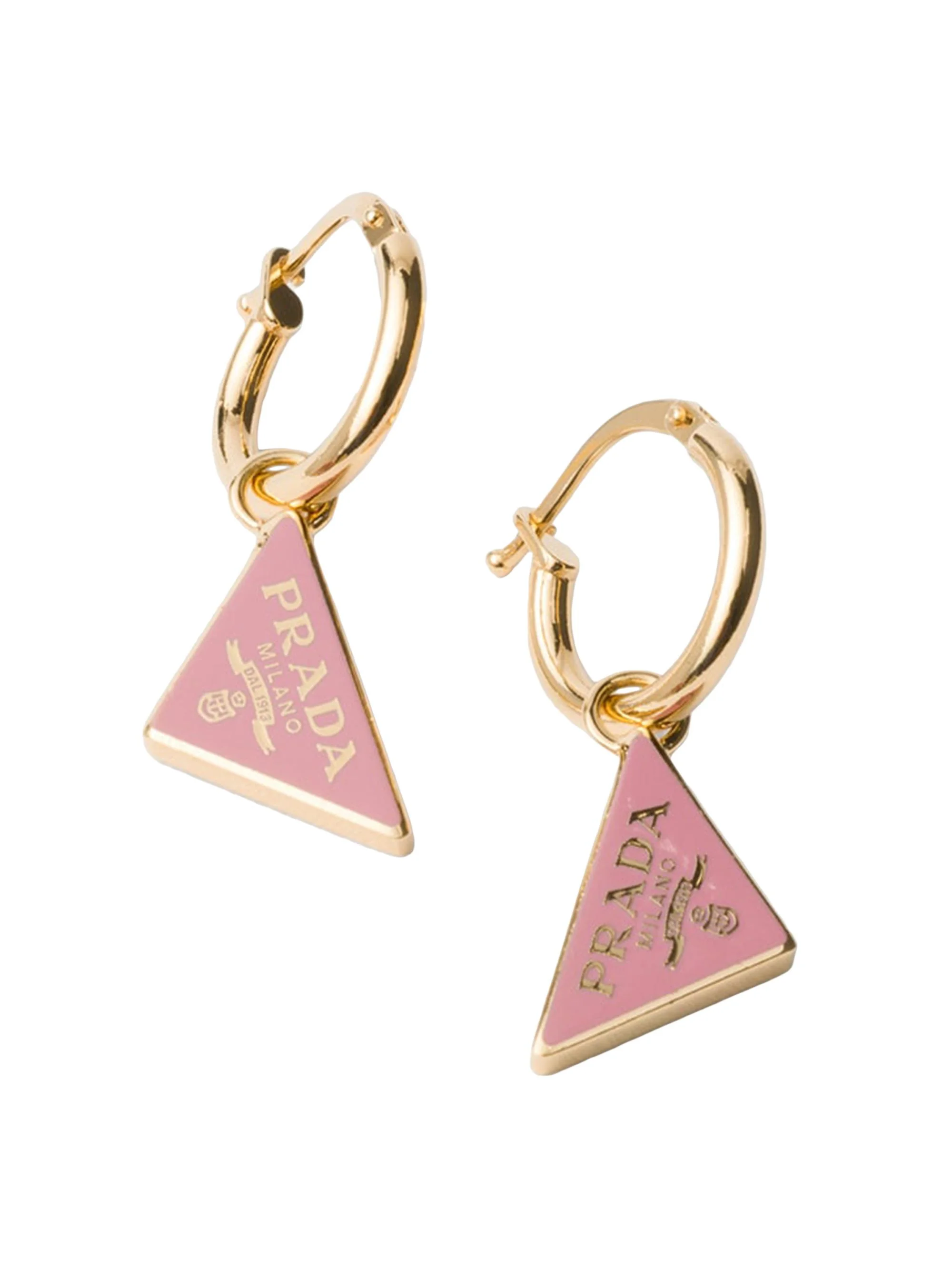 Women's Enameled Metal Earrings - Gold Pink - 1