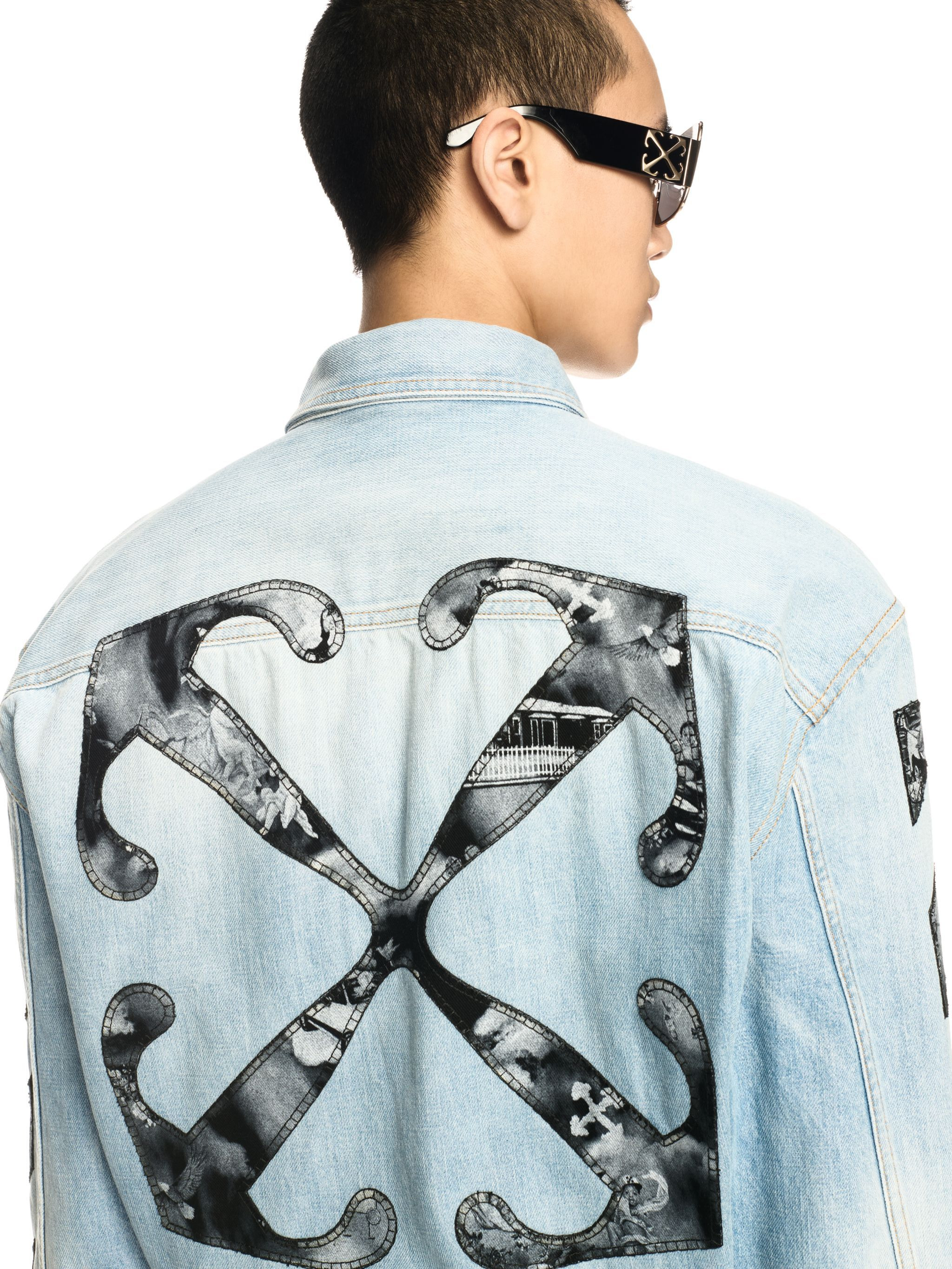 Blue Diagonal Fresco Arrow Military Shirt - 5