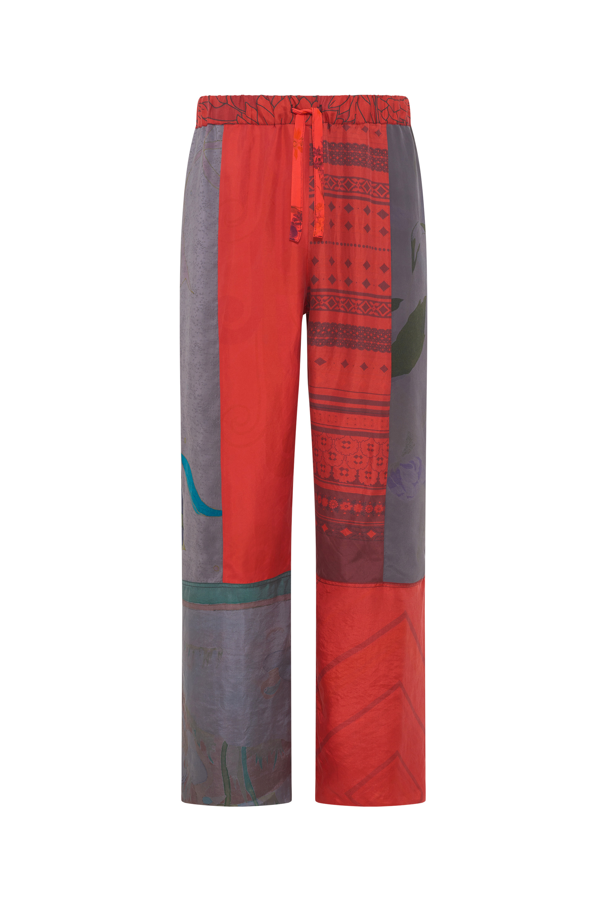 Upcycled Silk Scarves Drawstring Trousers - 4