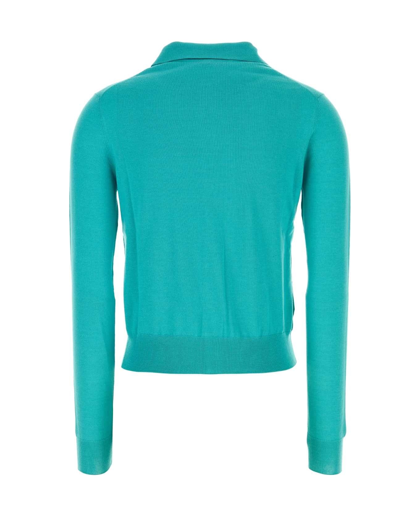 Turquoise Cashmere Blend Cardigan - 2