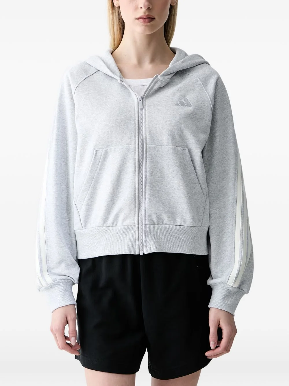 logo-embroidered zip-up hoodie - 1
