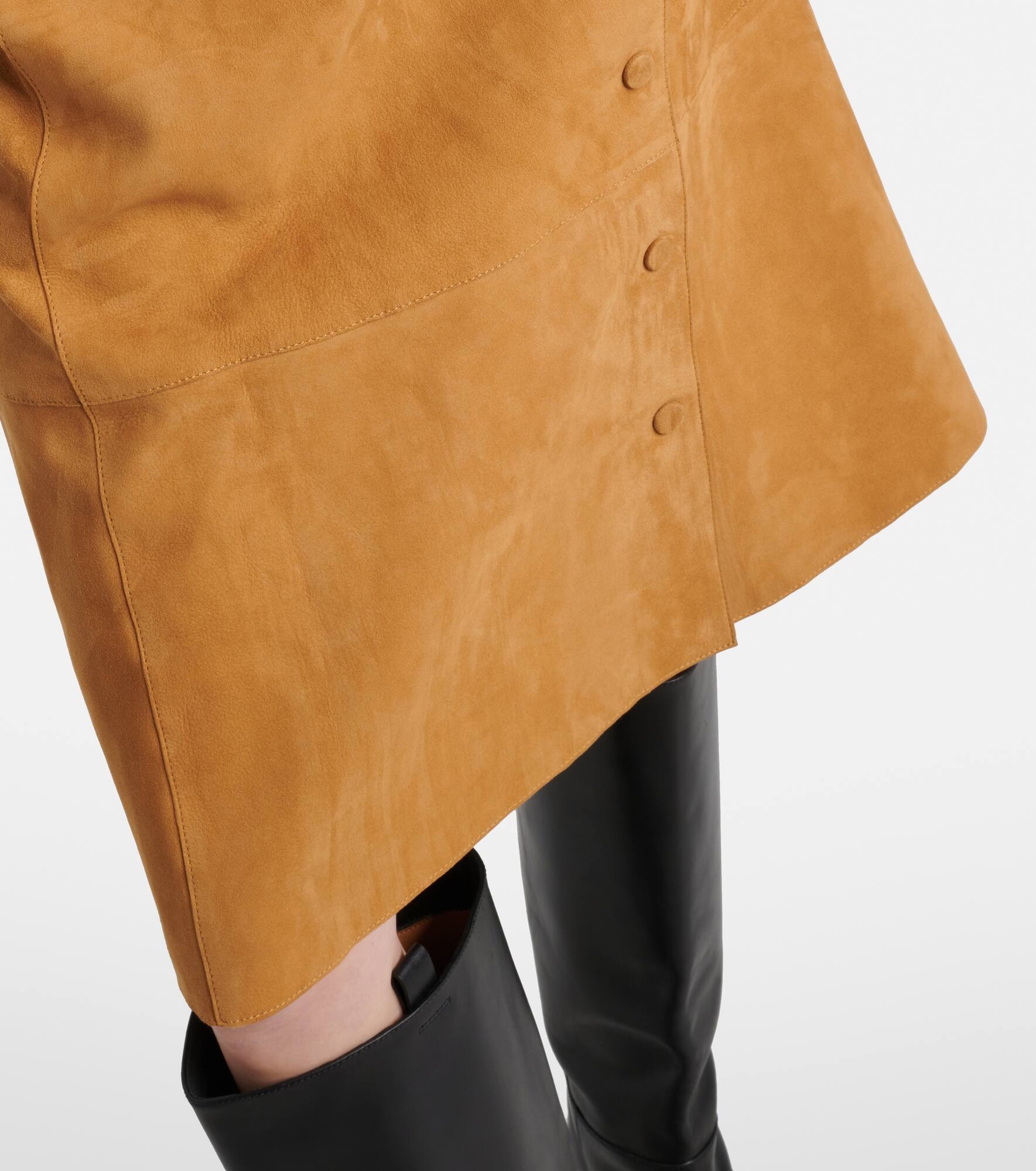 High-rise leather midi skirt - 6
