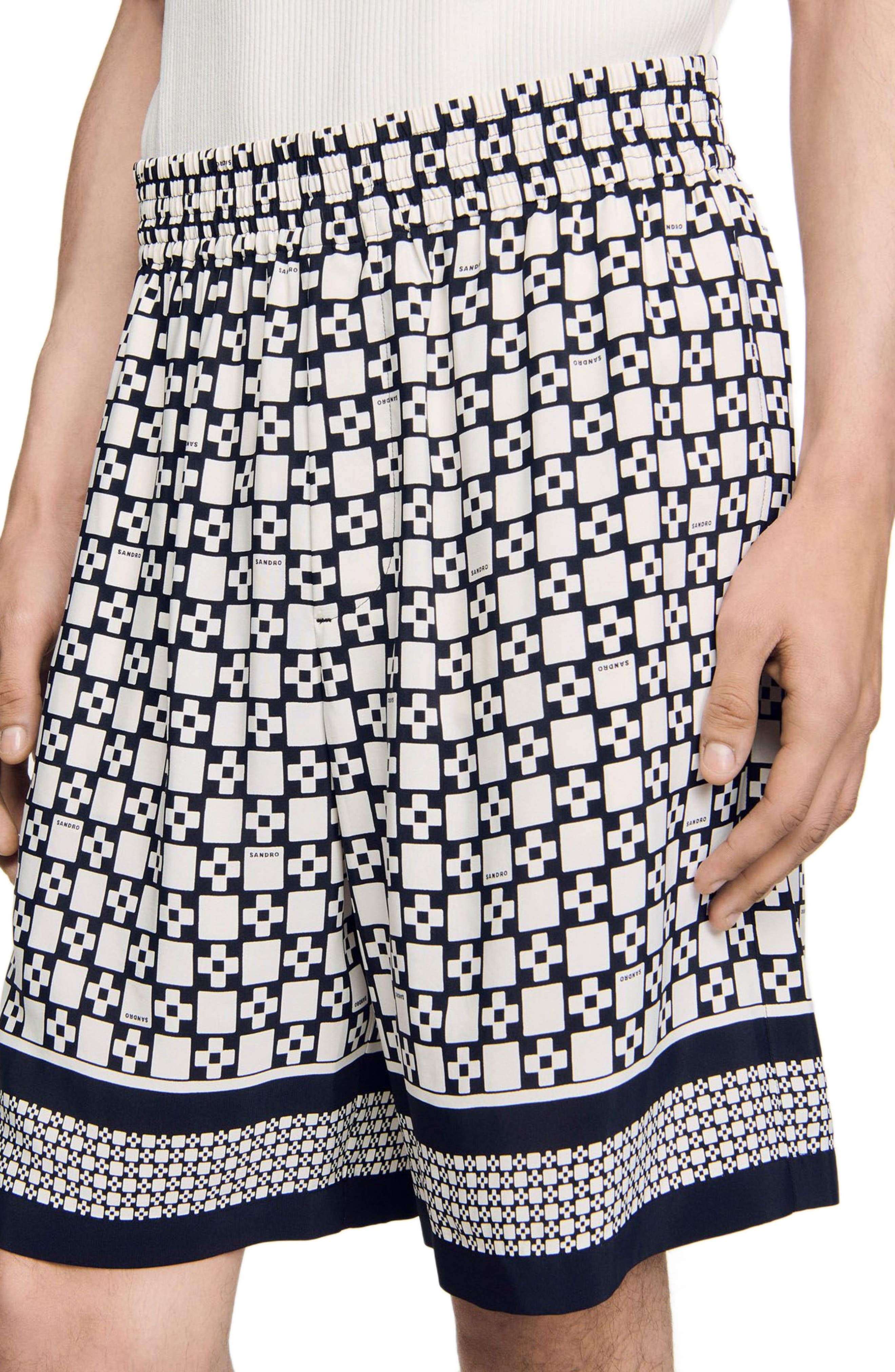 SANDRO Square Cross floaty Bermuda shorts in Black at Nordstrom - 4
