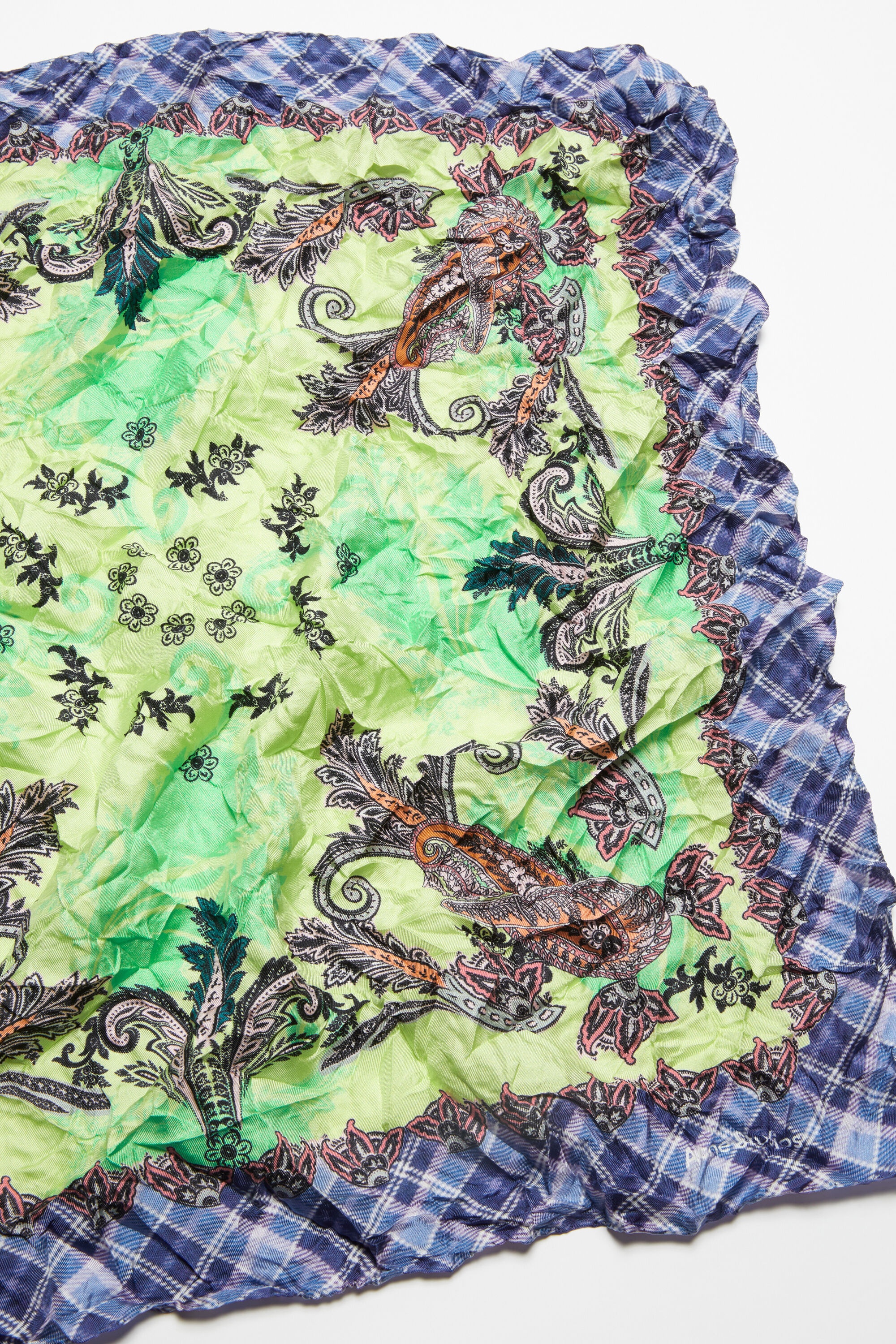 Print silk scarf - Green/blue - 4