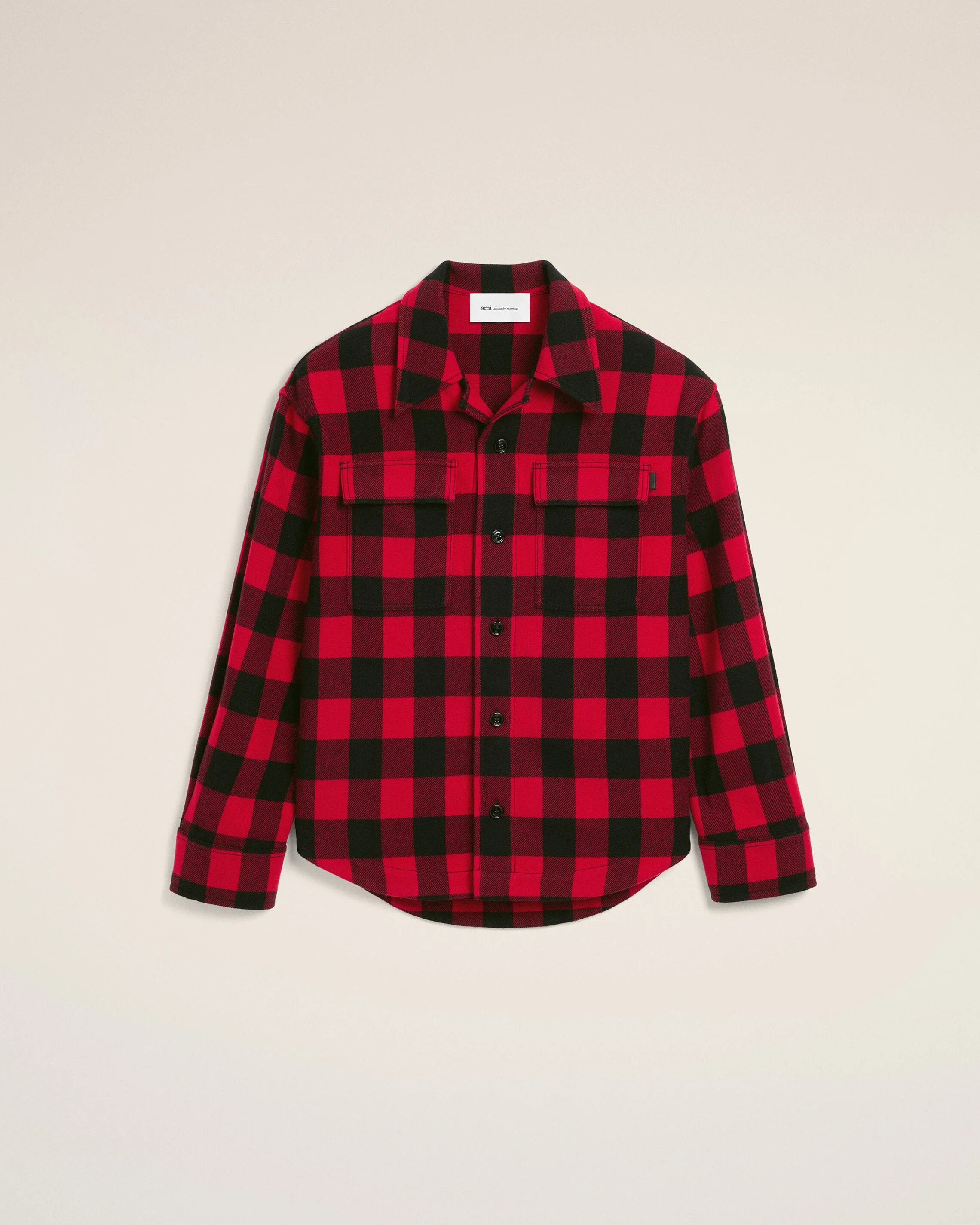 RED WIDE CHECKERED WOOL OVERSHIRT - 1