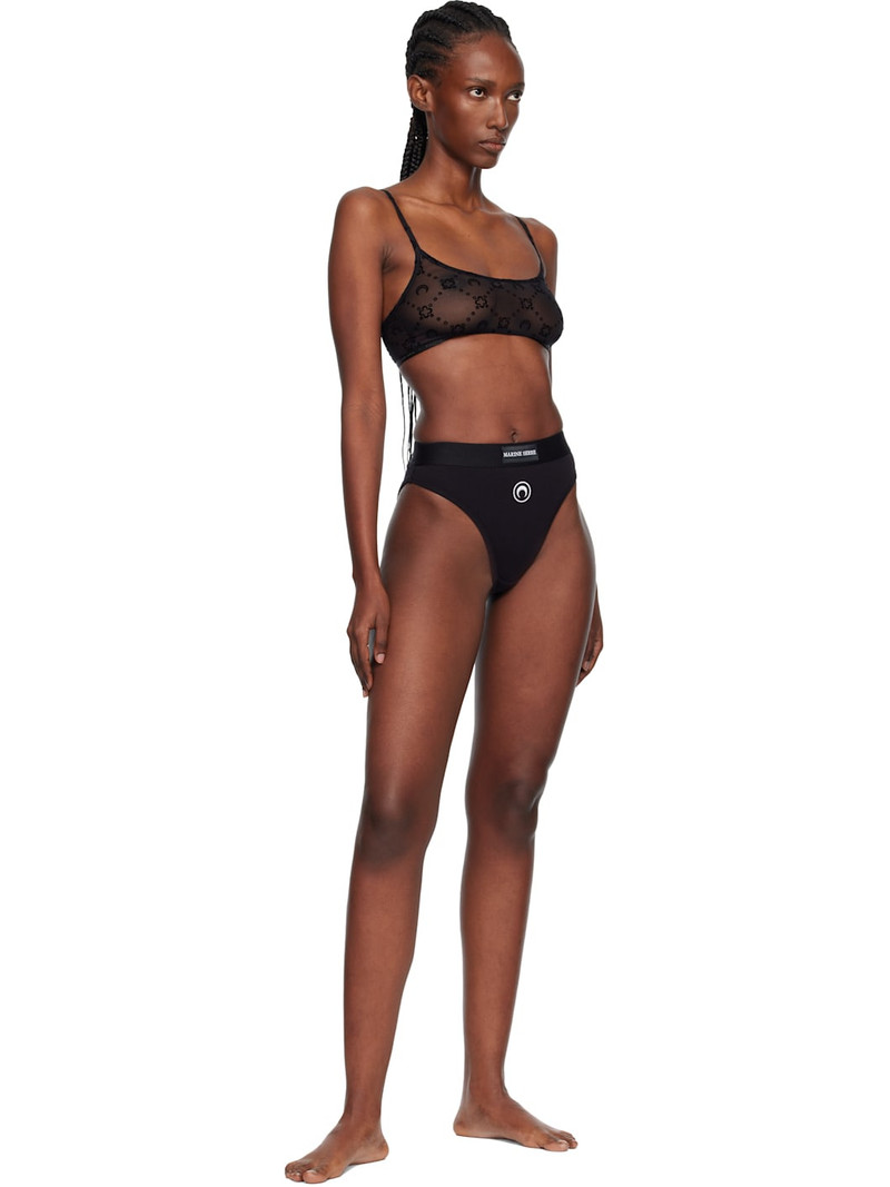 Marine Serre Black Recycled Mesh Flock Bralette outlook