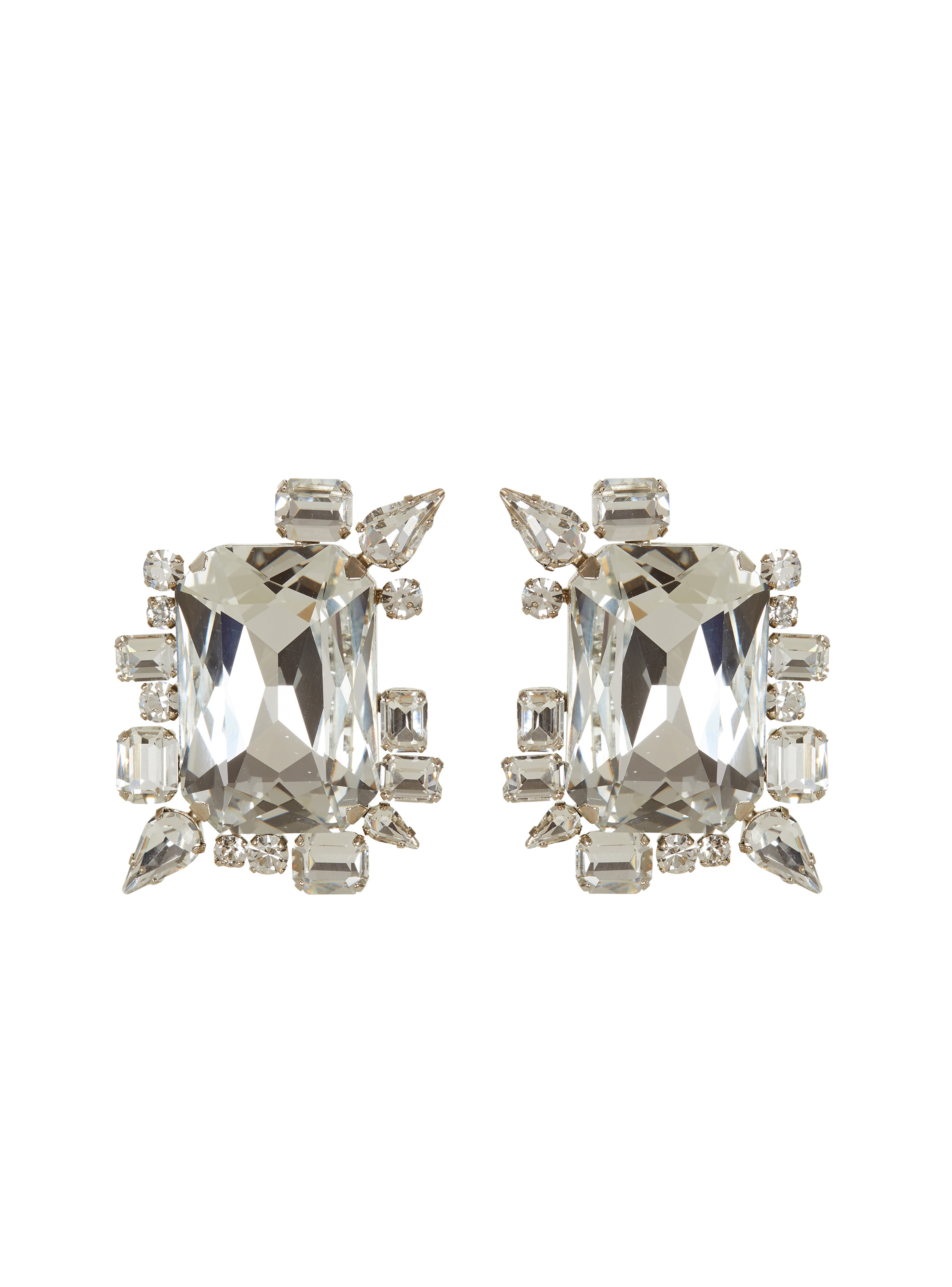 Large paved crystal earrings - 1