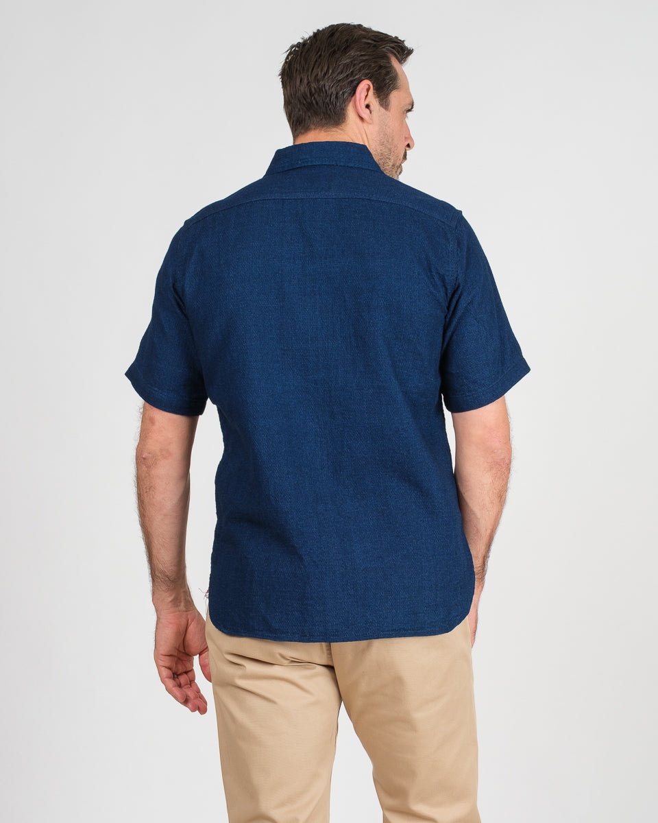 5OZ DOUBLE GAUZE SHORT SLEEVED WORK SHIRT - INDIGO - 3