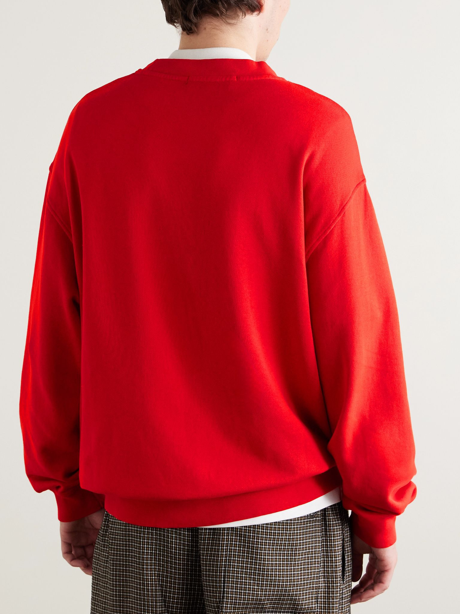 Daily Crew Cotton and Cashmere-Blend Jersey Sweatshirt Red - 3