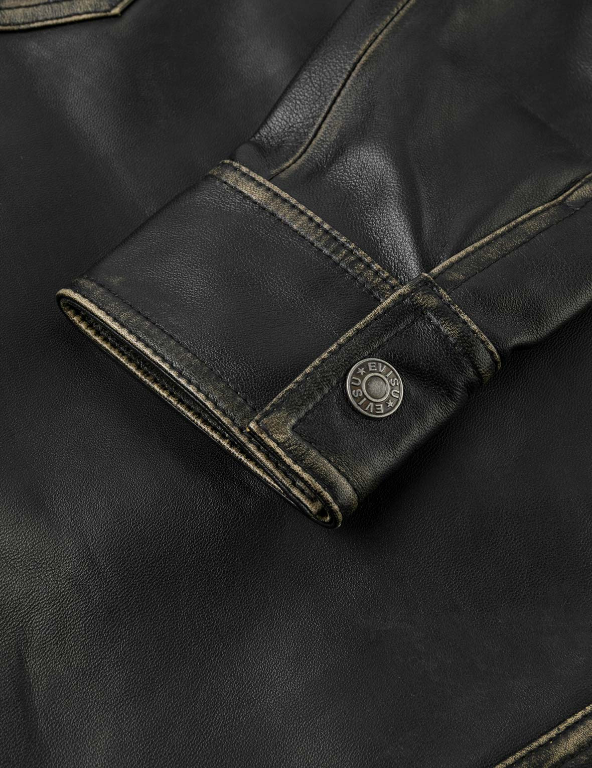 Logo Embossed Cropped Leather Jacket - 14