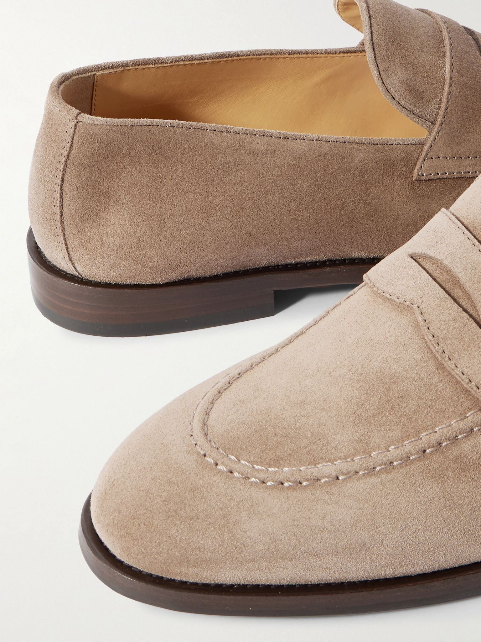 Flex Suede Penny Loafers Taupe - 5