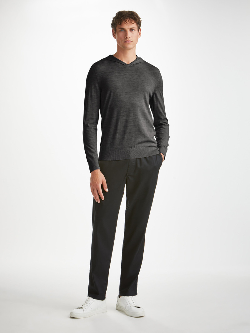 Derek Rose Men's Hoodie Orson Merino Wool Charcoal outlook