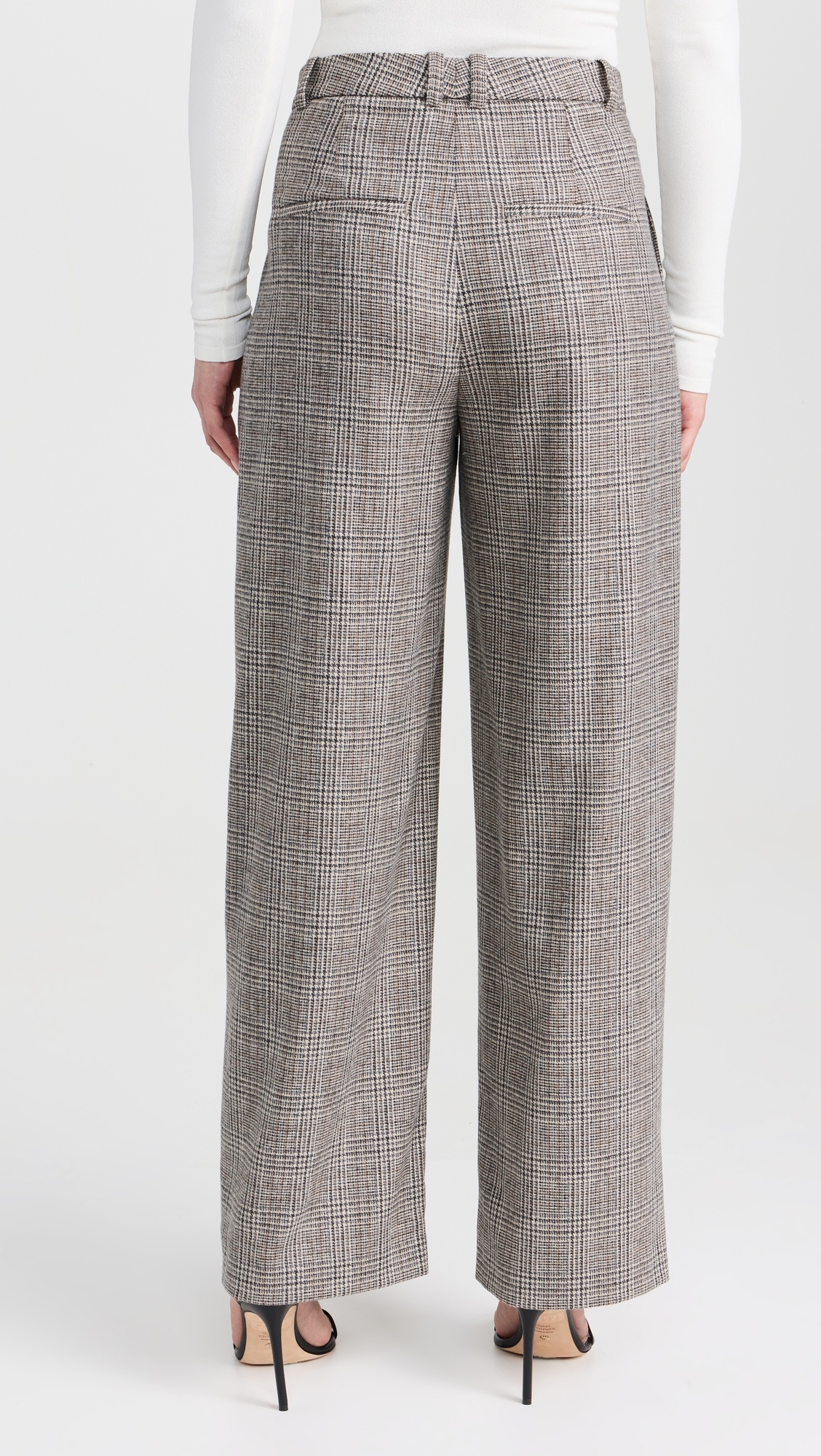 High Rise Wool Blend Plaid Trousers - 2