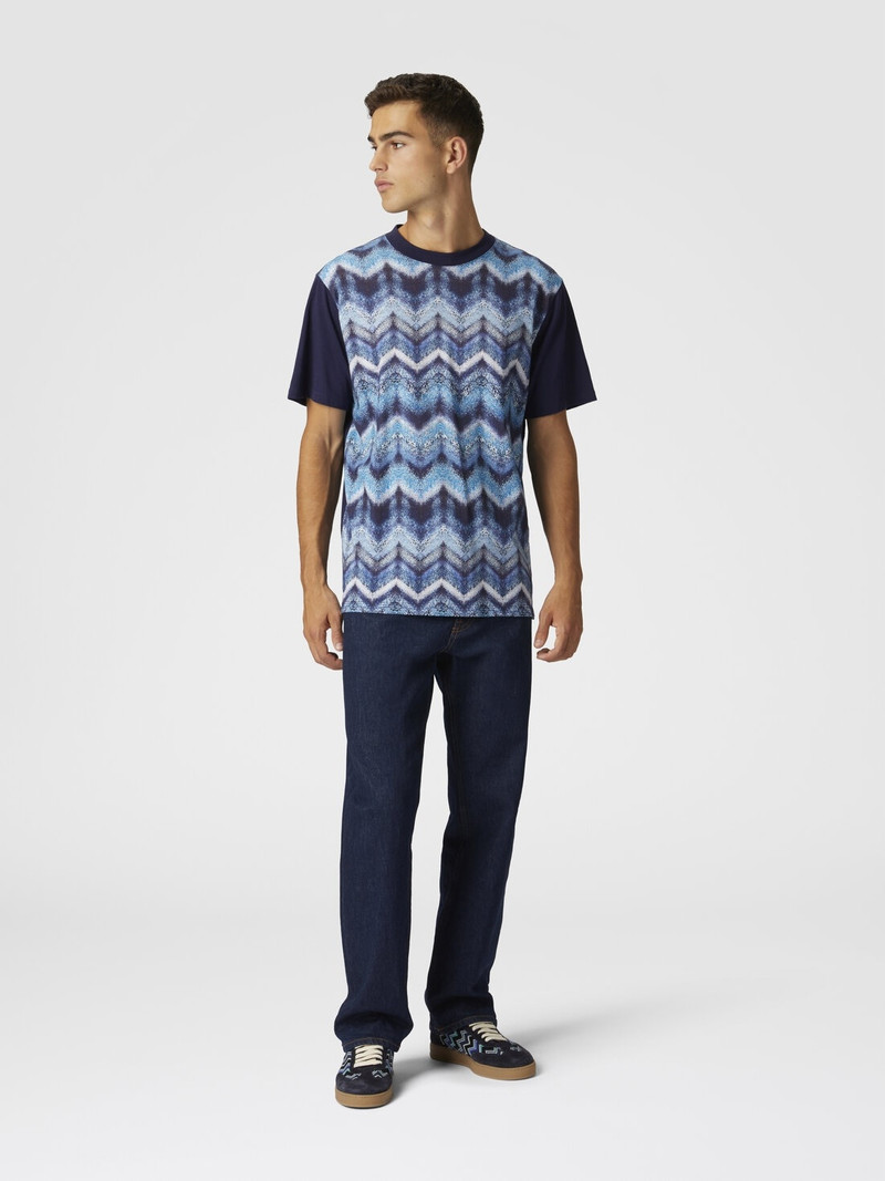 Missoni Crewneck T-shirt in airbrush-effect zigzag print cotton outlook