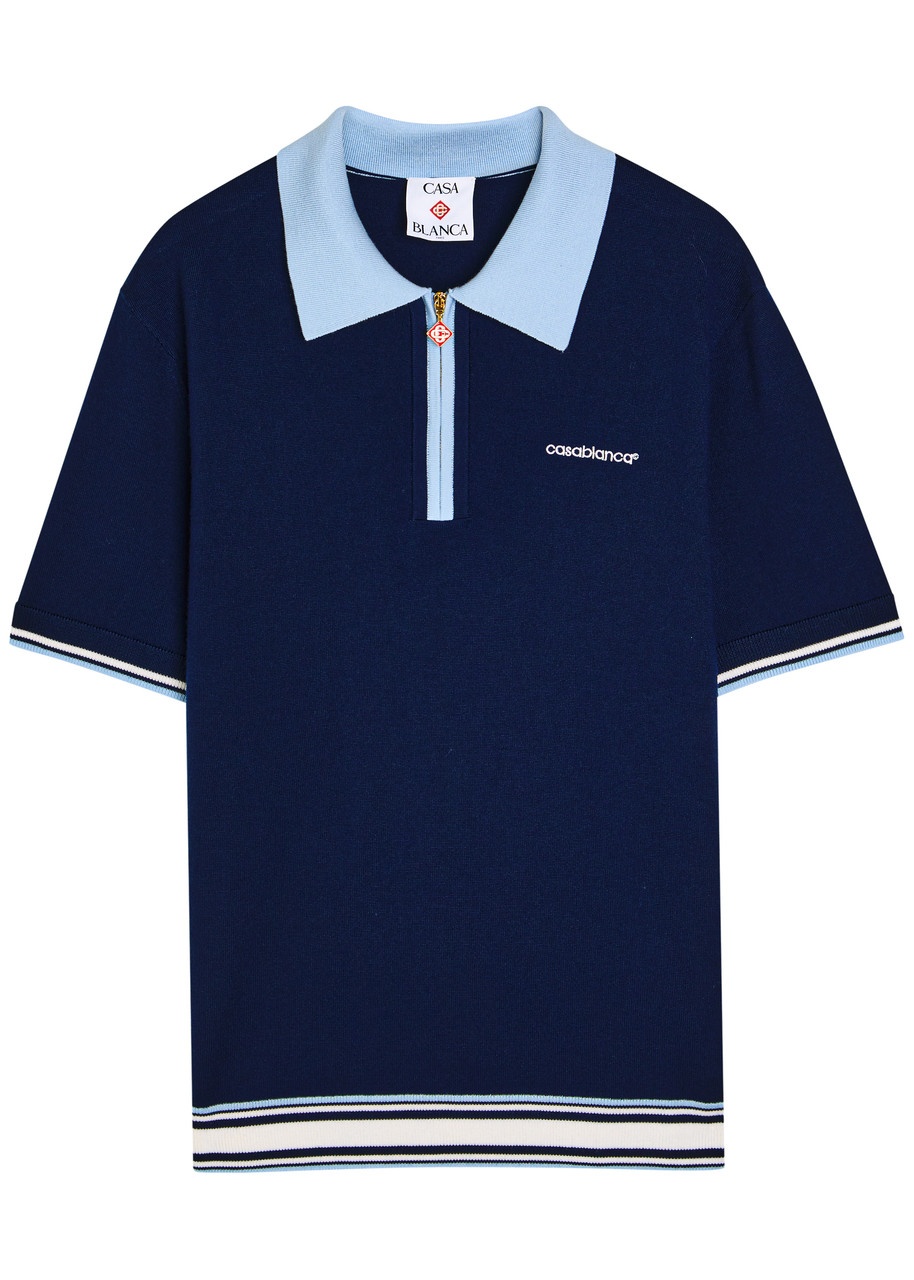 Casablanca Tennis Logo-embroidered Wool Polo Shirt - 1
