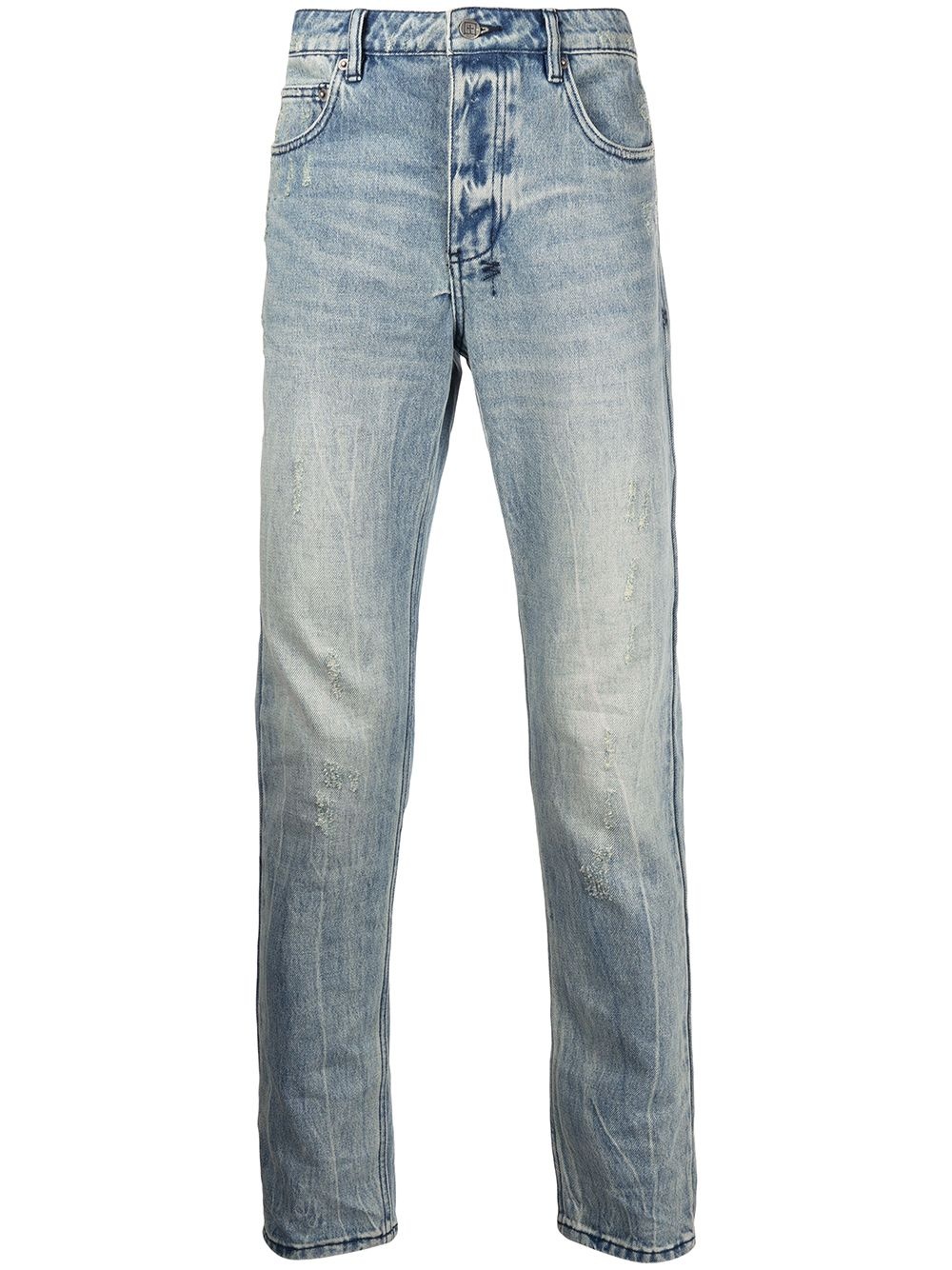 distressed mid-rise slim fit jeans - 1