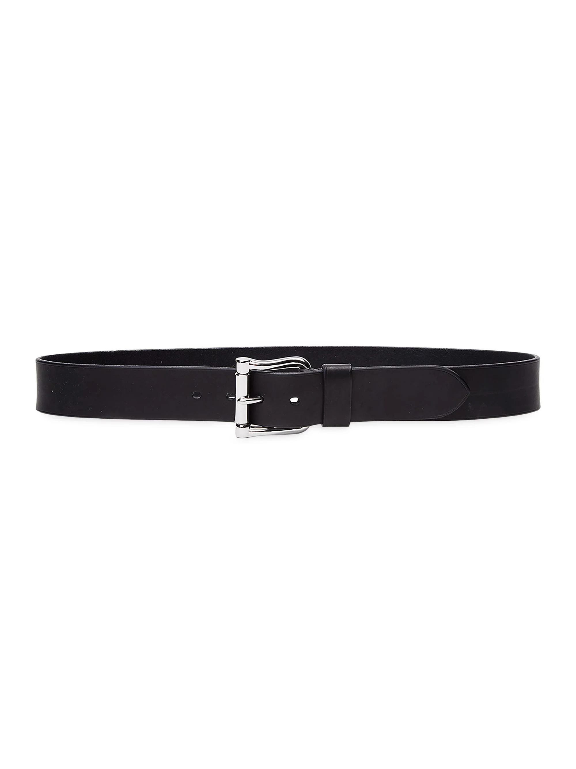 Men's Chunky Roller-Buckle Leather Belt - Black - 1