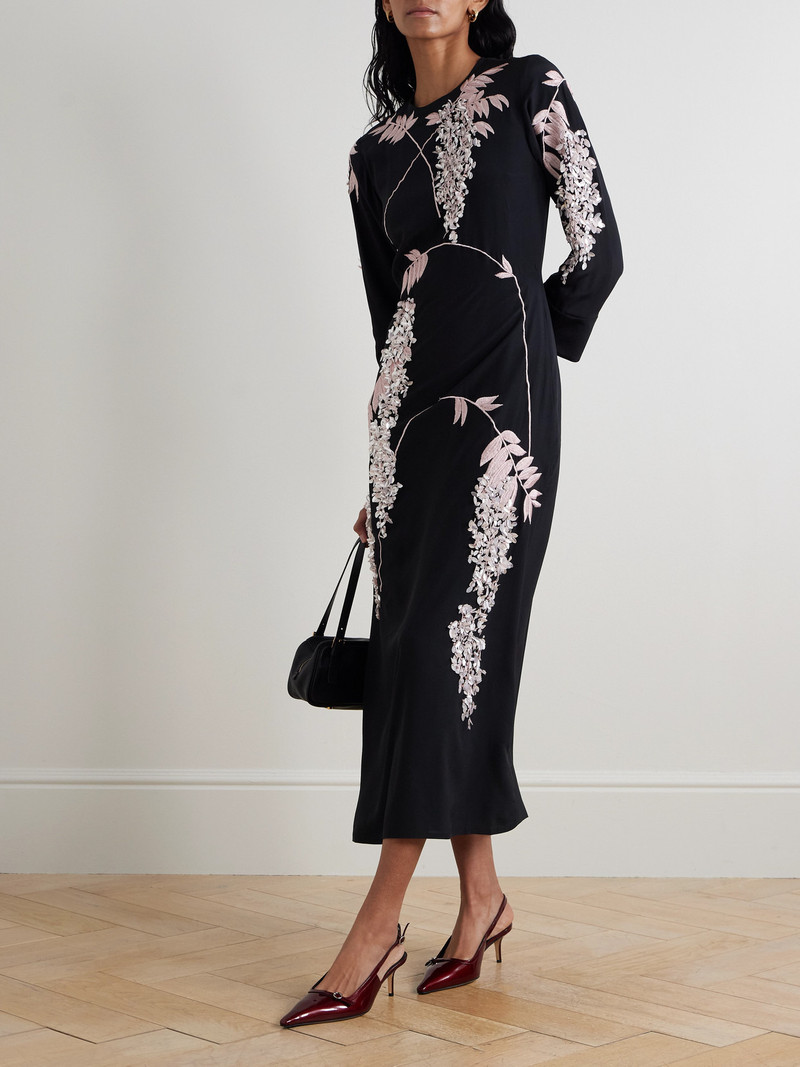 BERNADETTE Harry Embellished Silk Crepe De Chine Midi Dress outlook