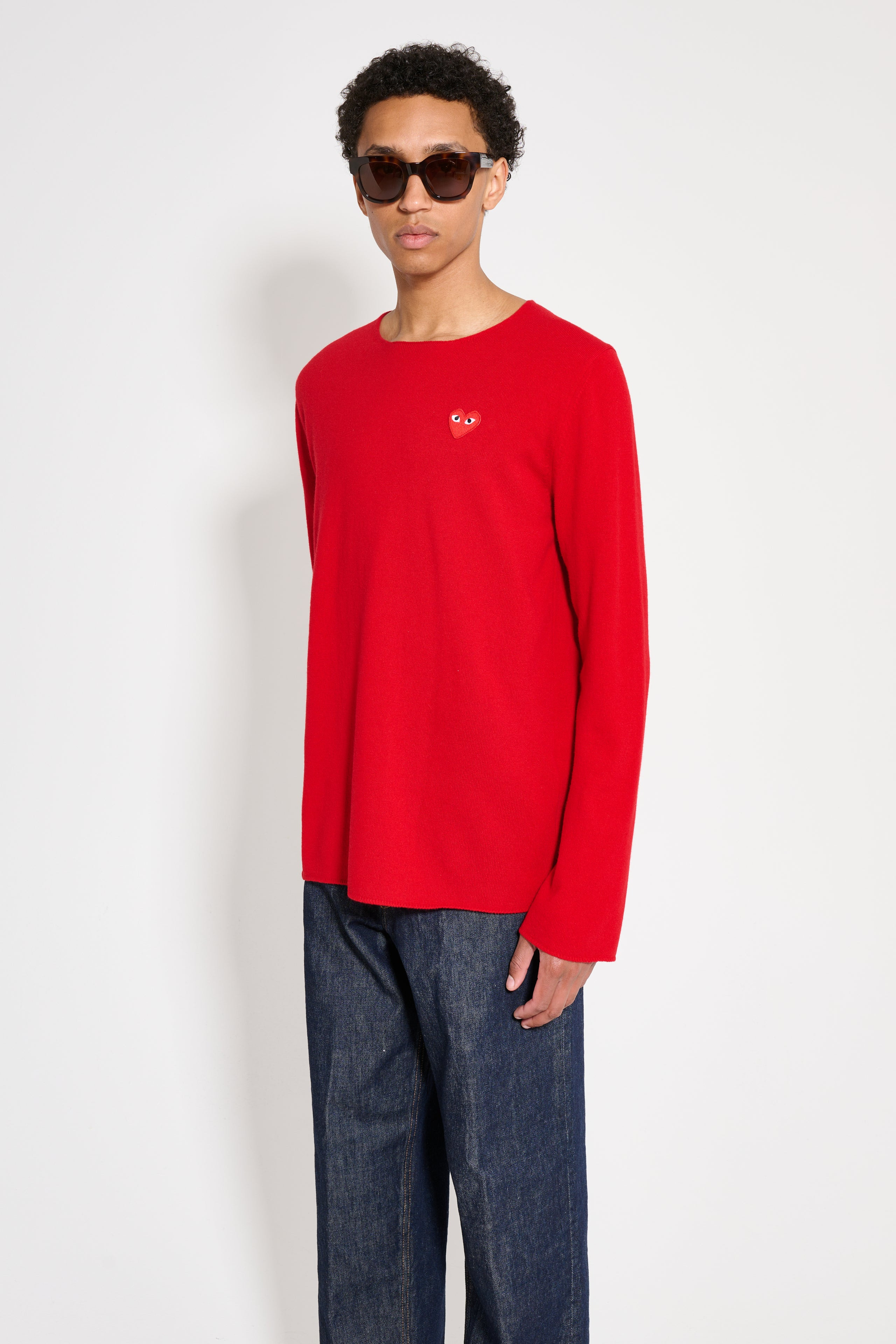 COMME DES GARÇONS PLAY SMALL HEART KNITTED SWEATER RED - 2