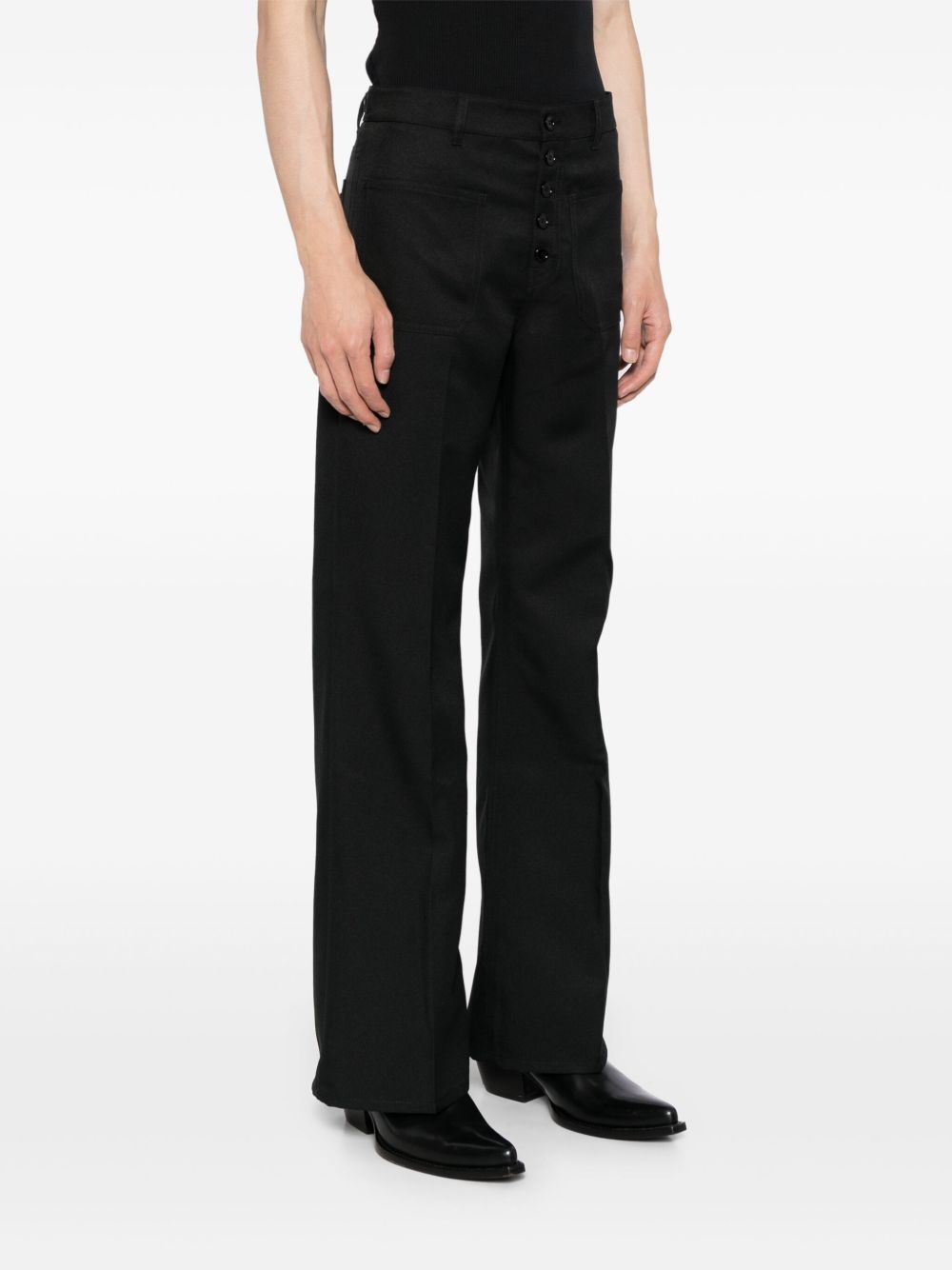wide-leg twill trousers - 3