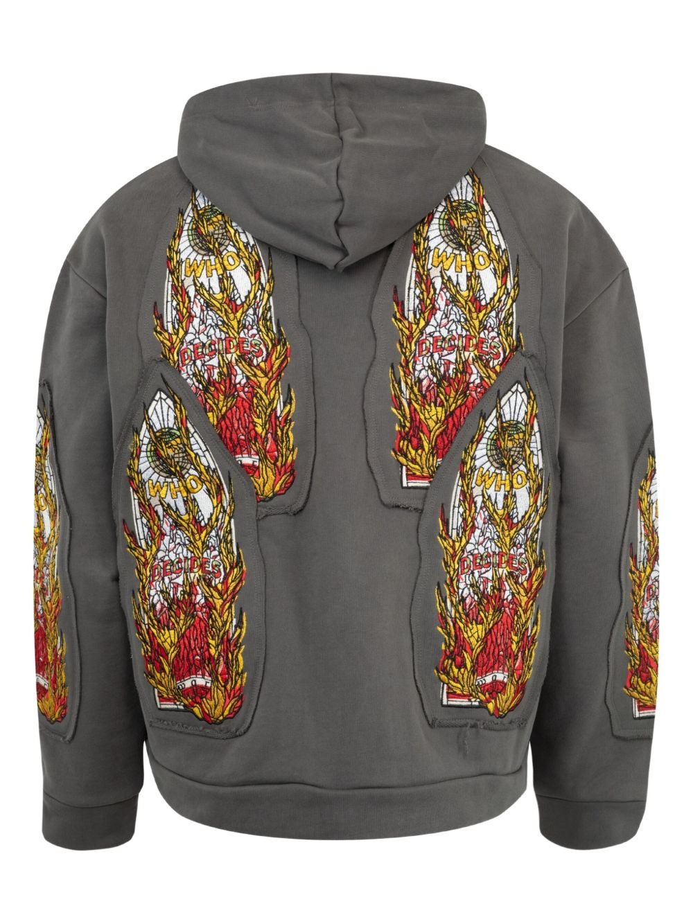 WHO DECIDES WAR graphic-print hoodie | REVERSIBLE