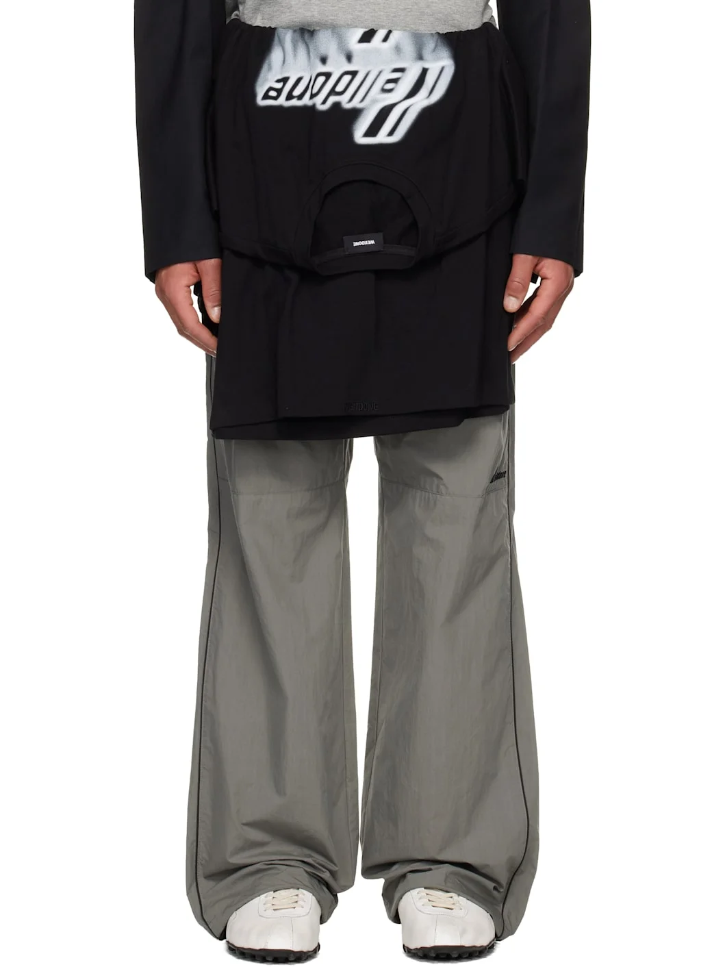 Gray Layered Track Pants - 1