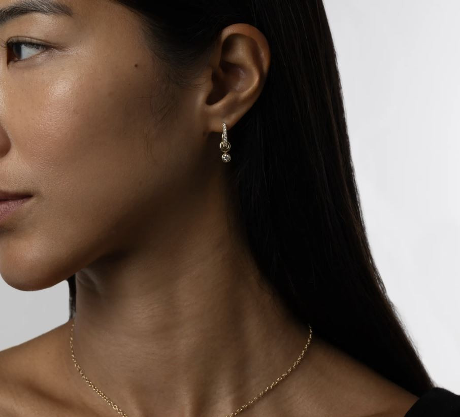 Zahra 18K Gold Diamond Pavé Hoop Earrings - 2