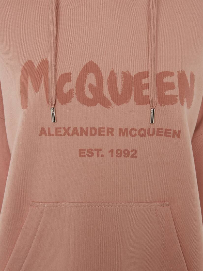 Mcqueen Graffiti Hooded Sweatshirt in Rose Pink - 5