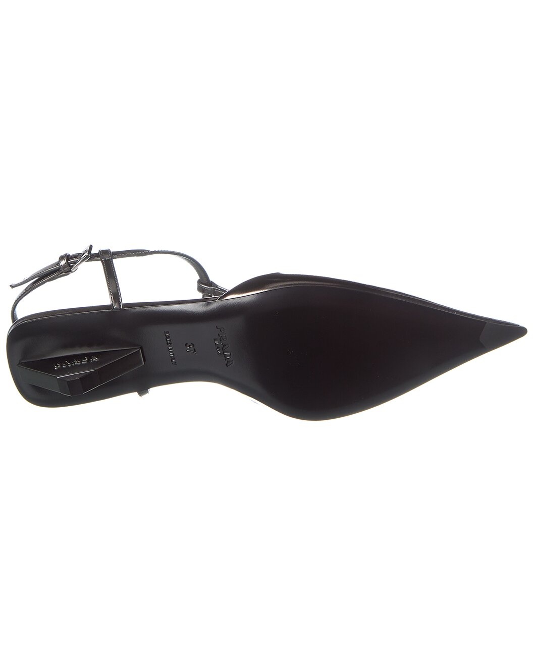 Prada Logo Leather Pointy-Toe Slingback Pump - 4