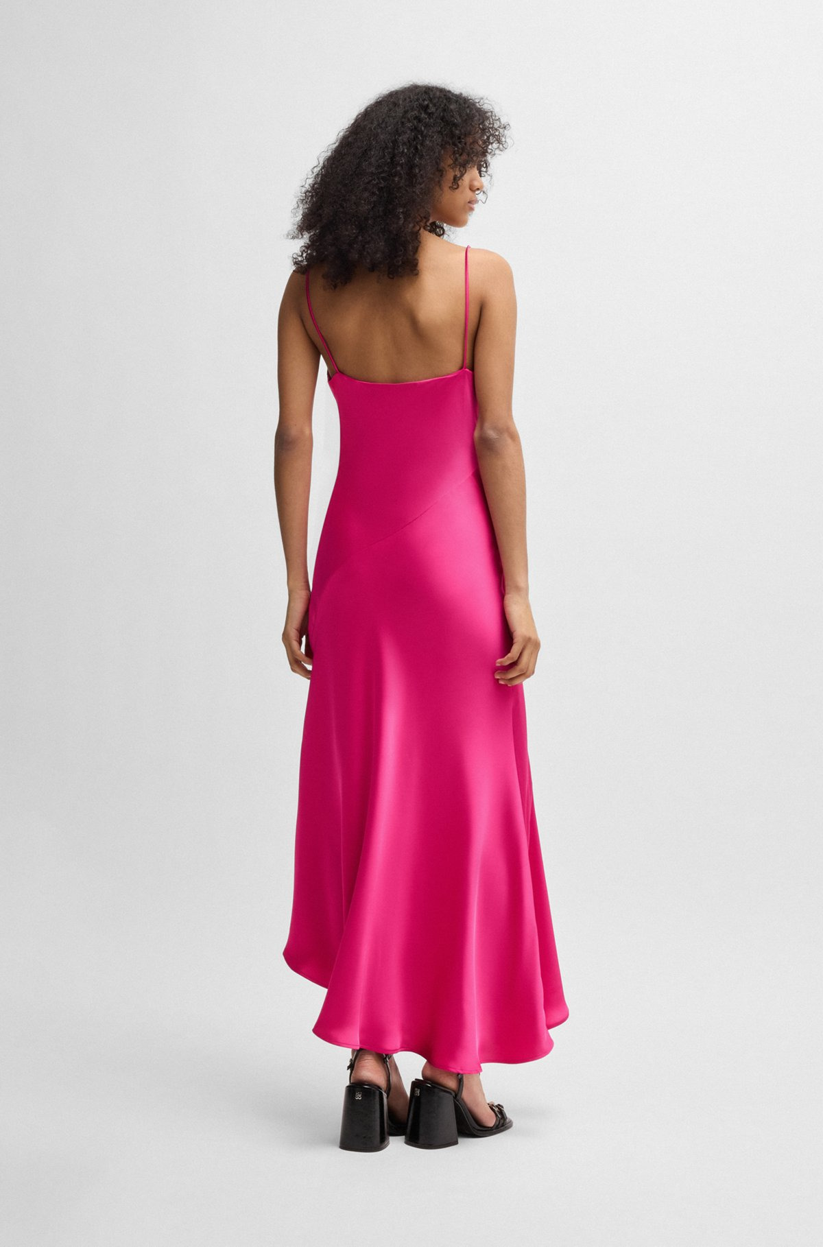 SATIN DRESS WITH ASYMMETRIC HEMLINE - 4