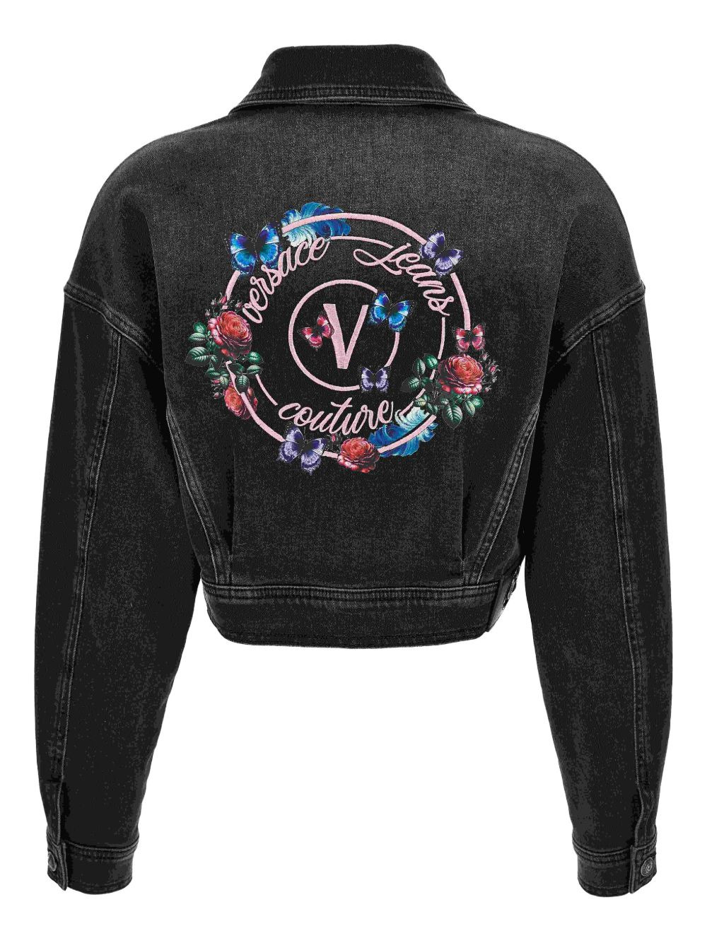 embroidered-flower denim jacket - 2