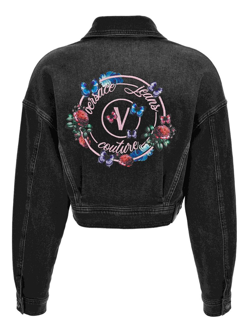 VERSACE JEANS COUTURE embroidered-flower denim jacket outlook