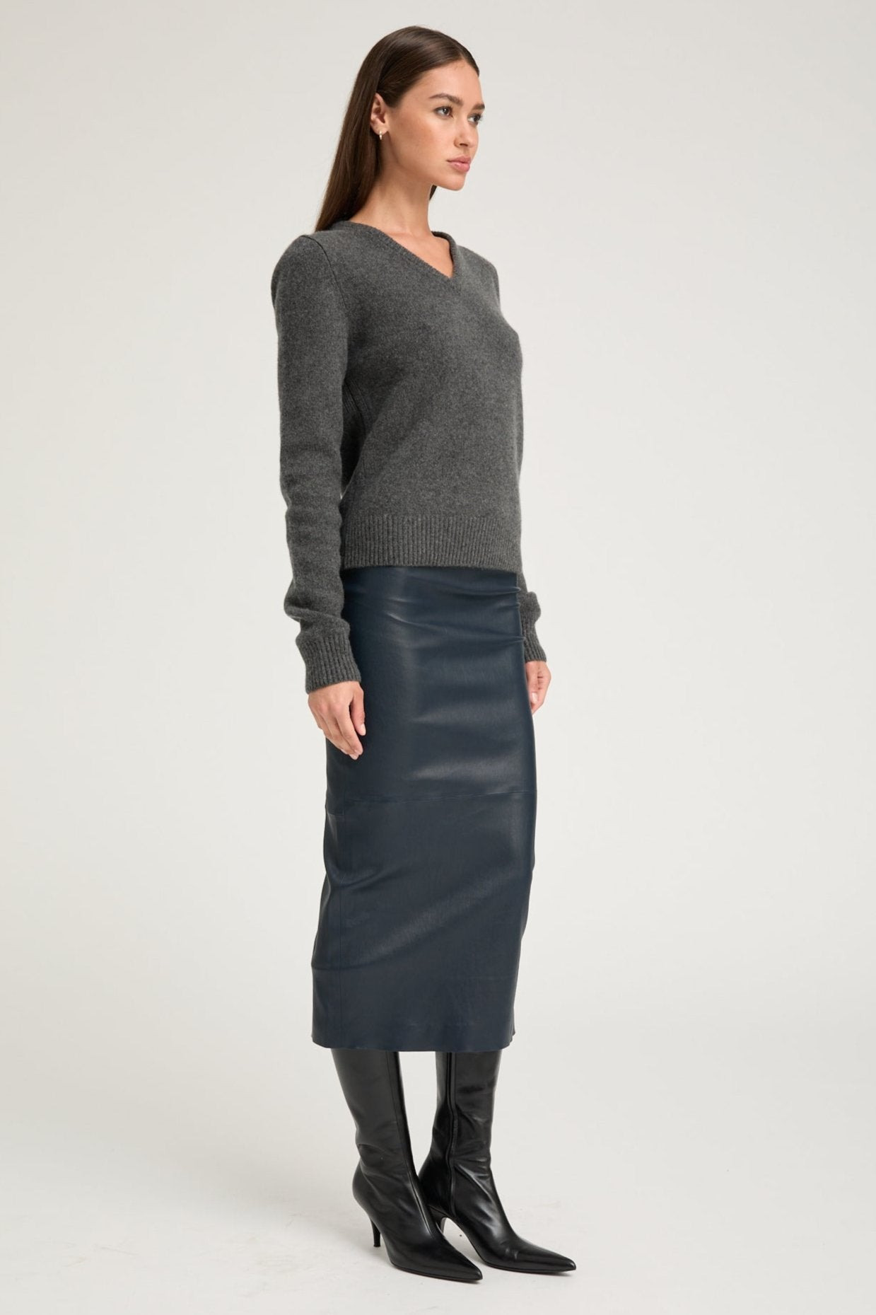 MIDNIGHT LEATHER TUBE SKIRT - 3