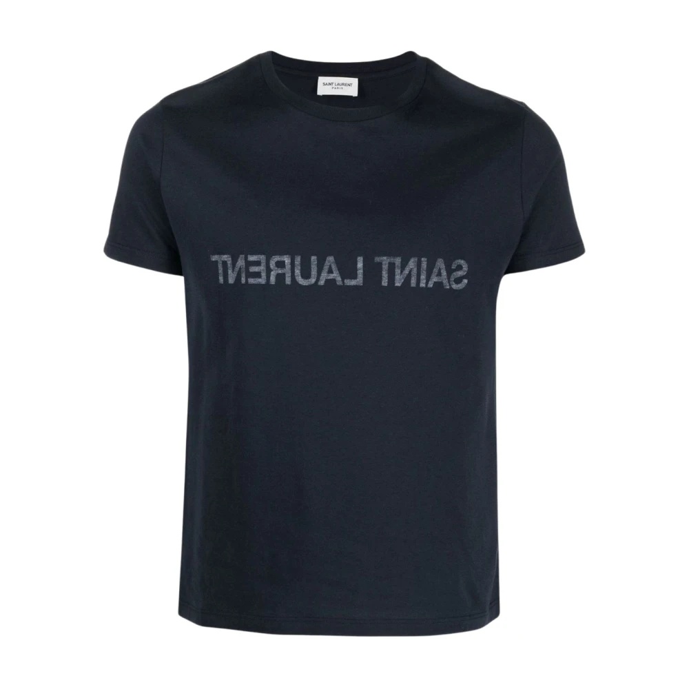 Tシャツ・カットソー SAINT LAURENT Navy Blue Cotton T-Shirt SAINT LAURENT NAVY BLUE LOGO PRINT T-SHIRT | miinto | REVERSIBLE