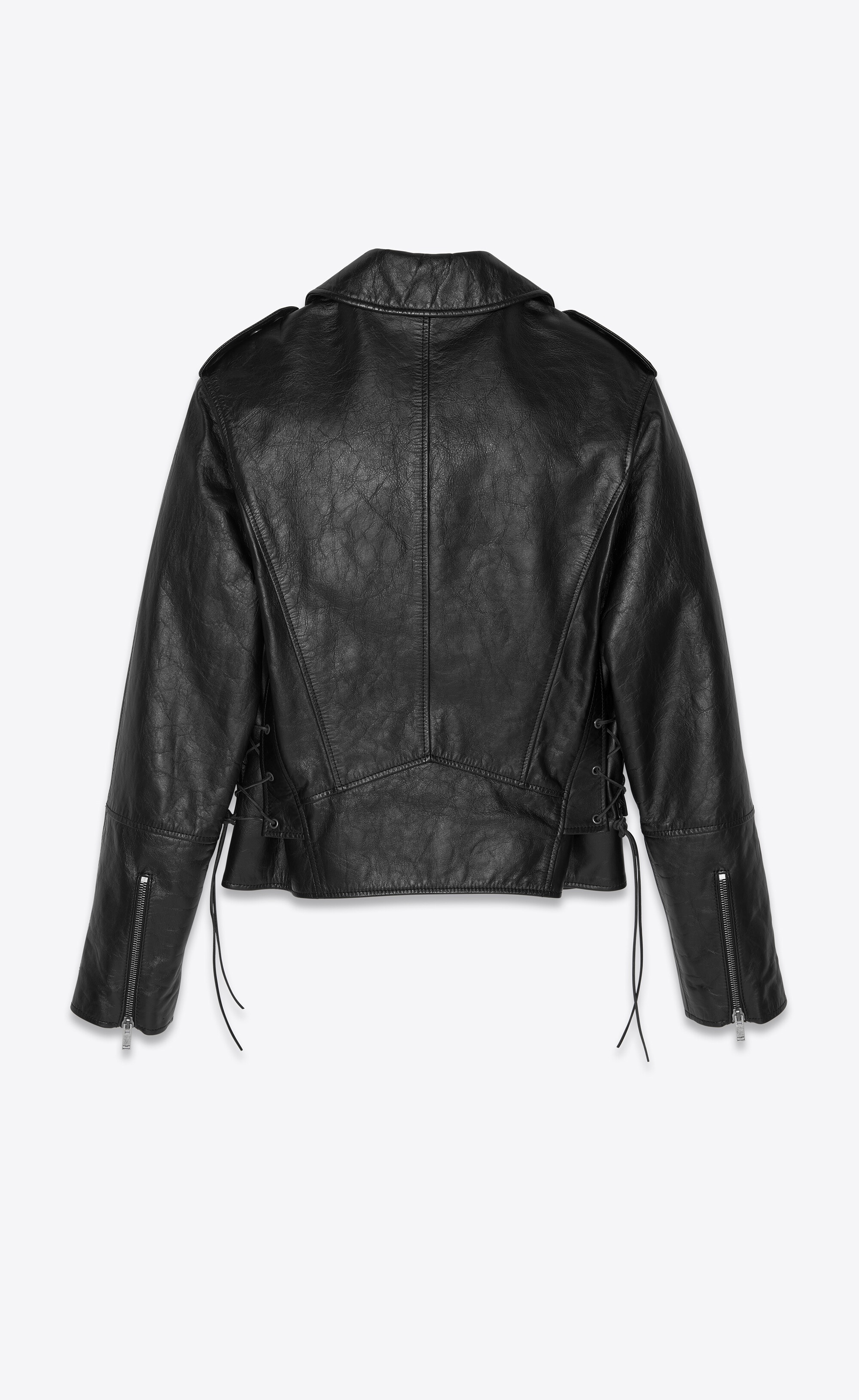 motorcycle jacket in aged leather with studs - 2