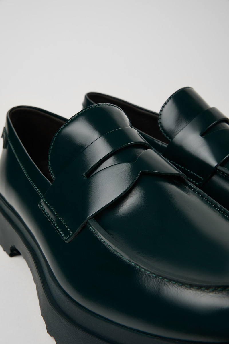 Green leather loafers for men 6