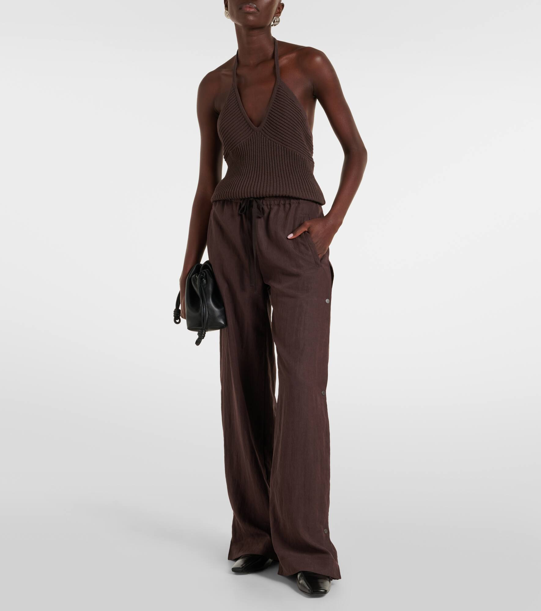 Halterneck cotton-blend top - 2