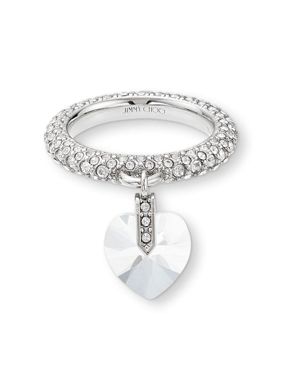 heart-charm crystal ring - 2