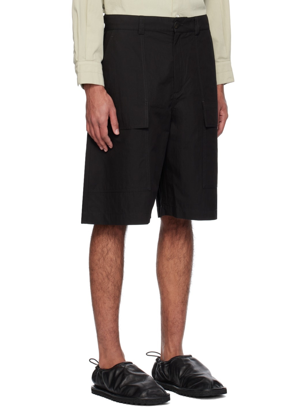 Black Cargo Pocket Shorts - 2