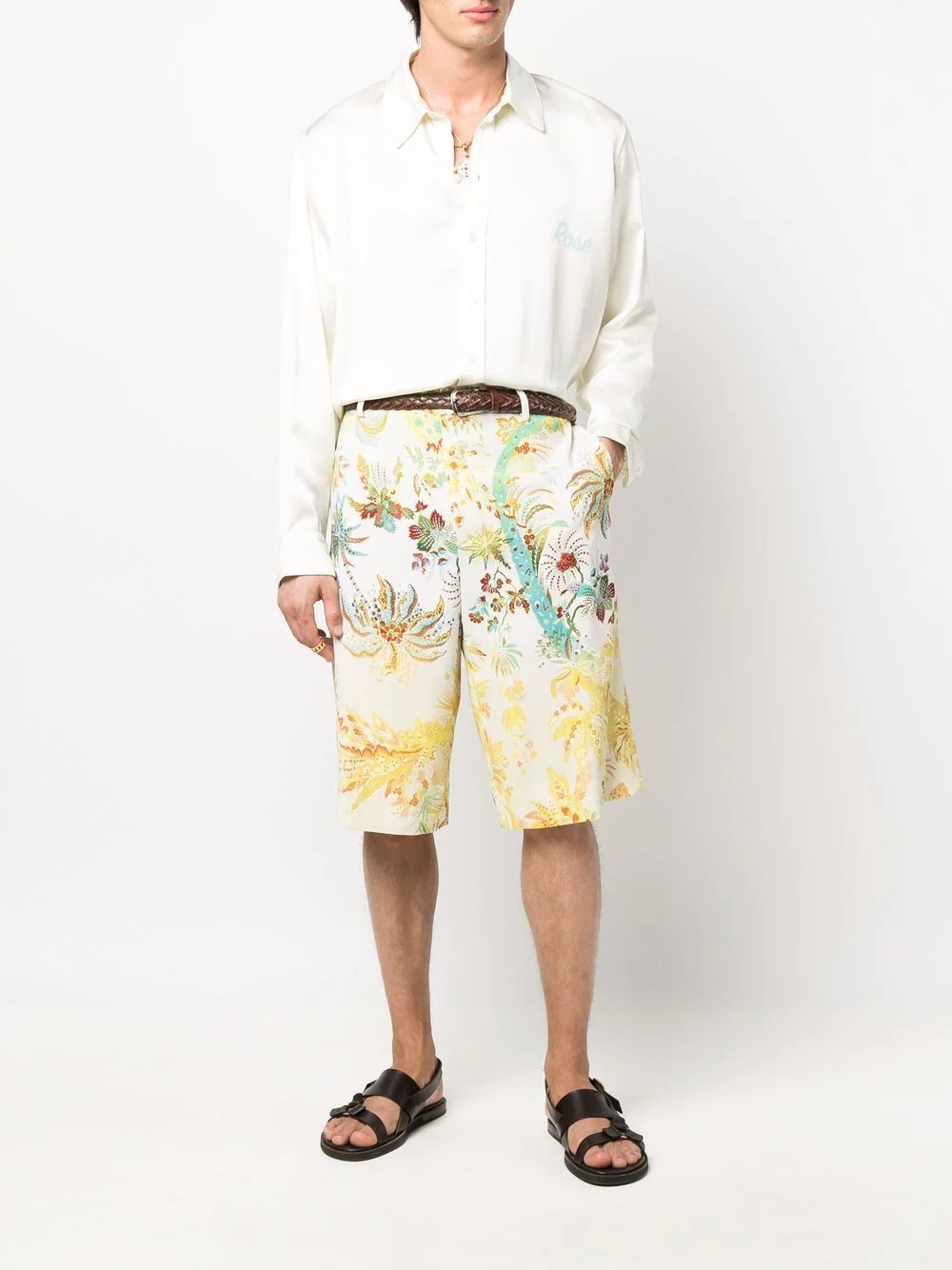 floral-print knee-length bermuda shorts - 2