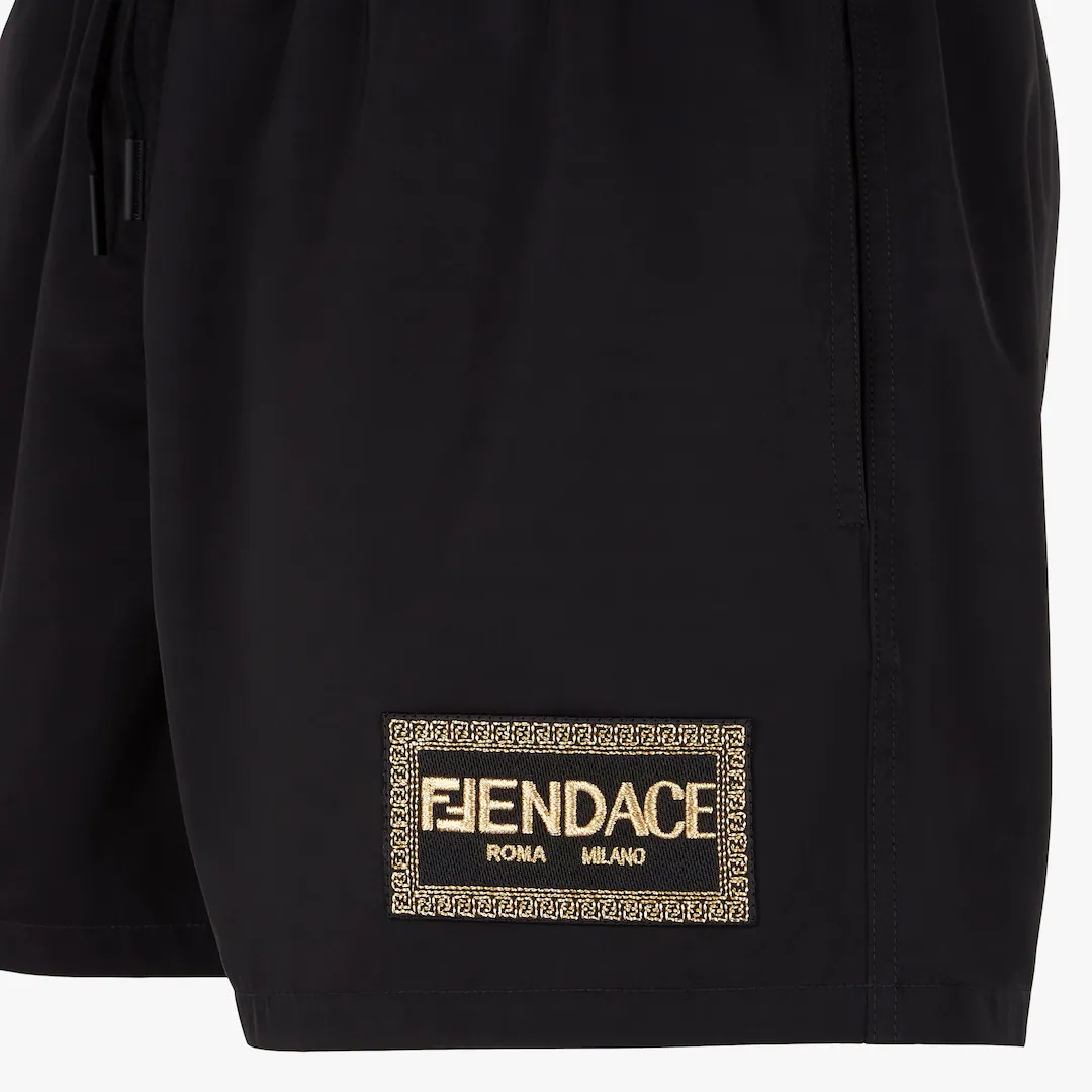 Fendace Logo black nylon shorts - 3