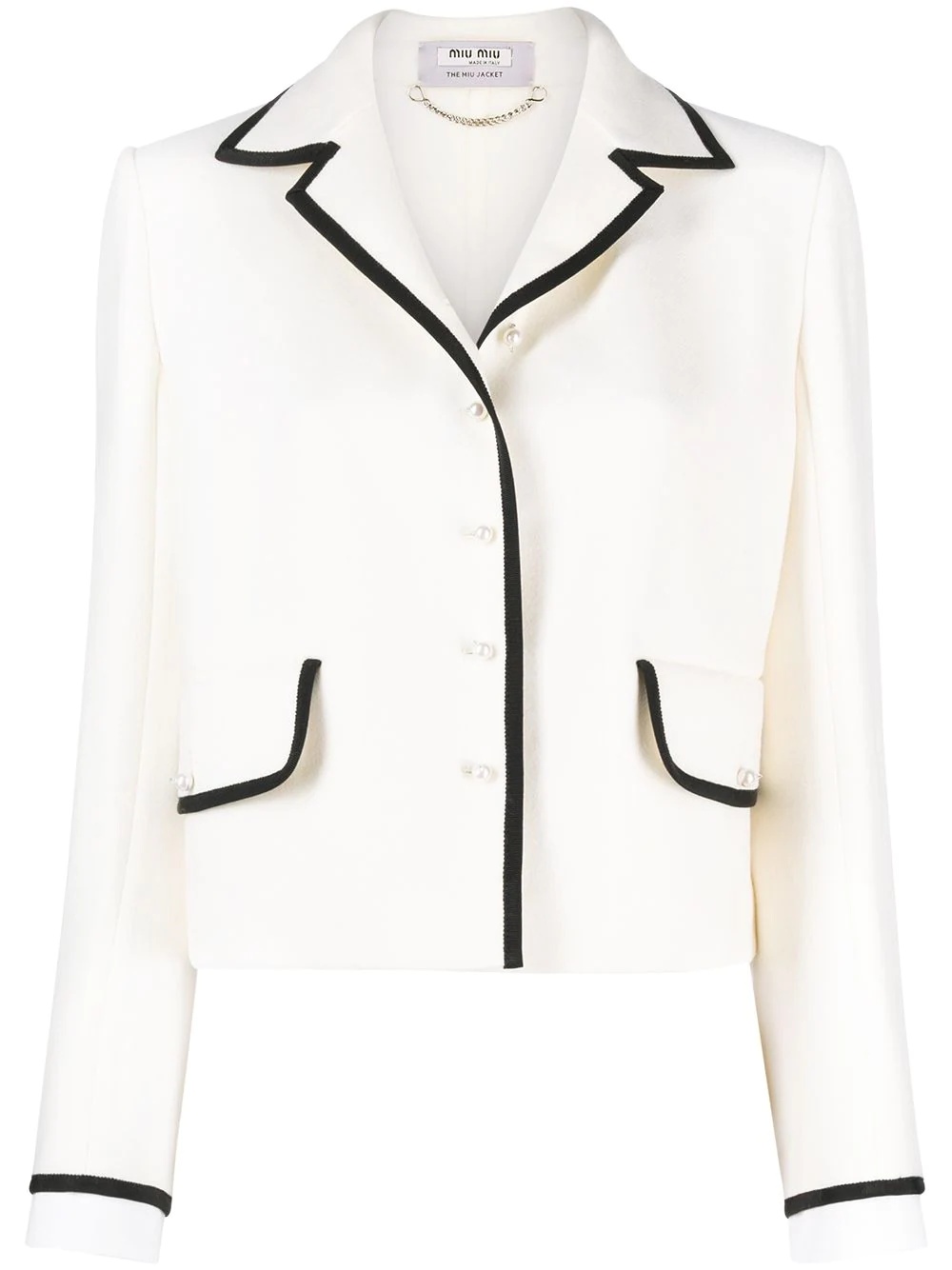 contrast-trim knitted jacket - 1